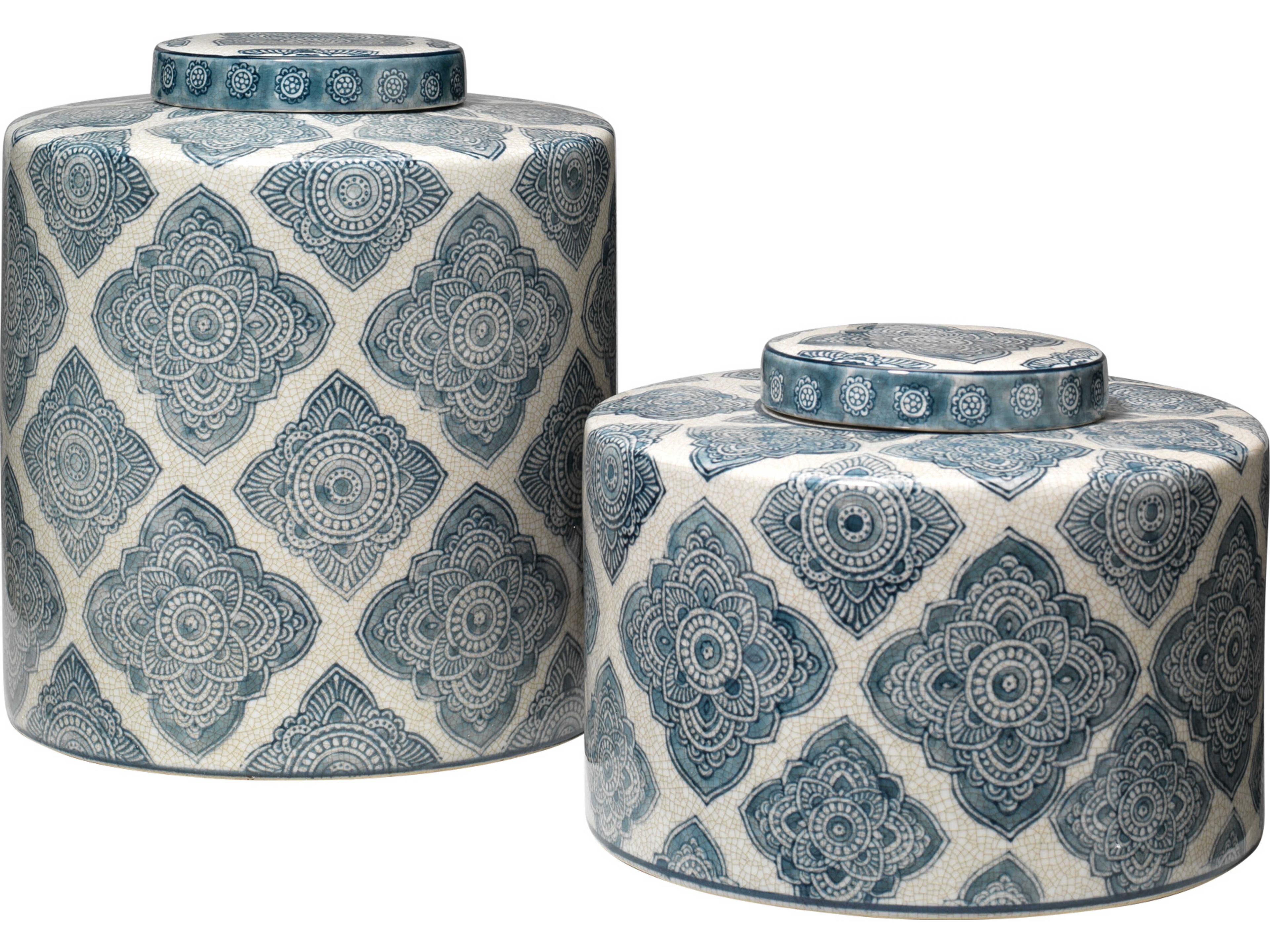 Jamie Young Oran Blue / White Canisters Set of 2