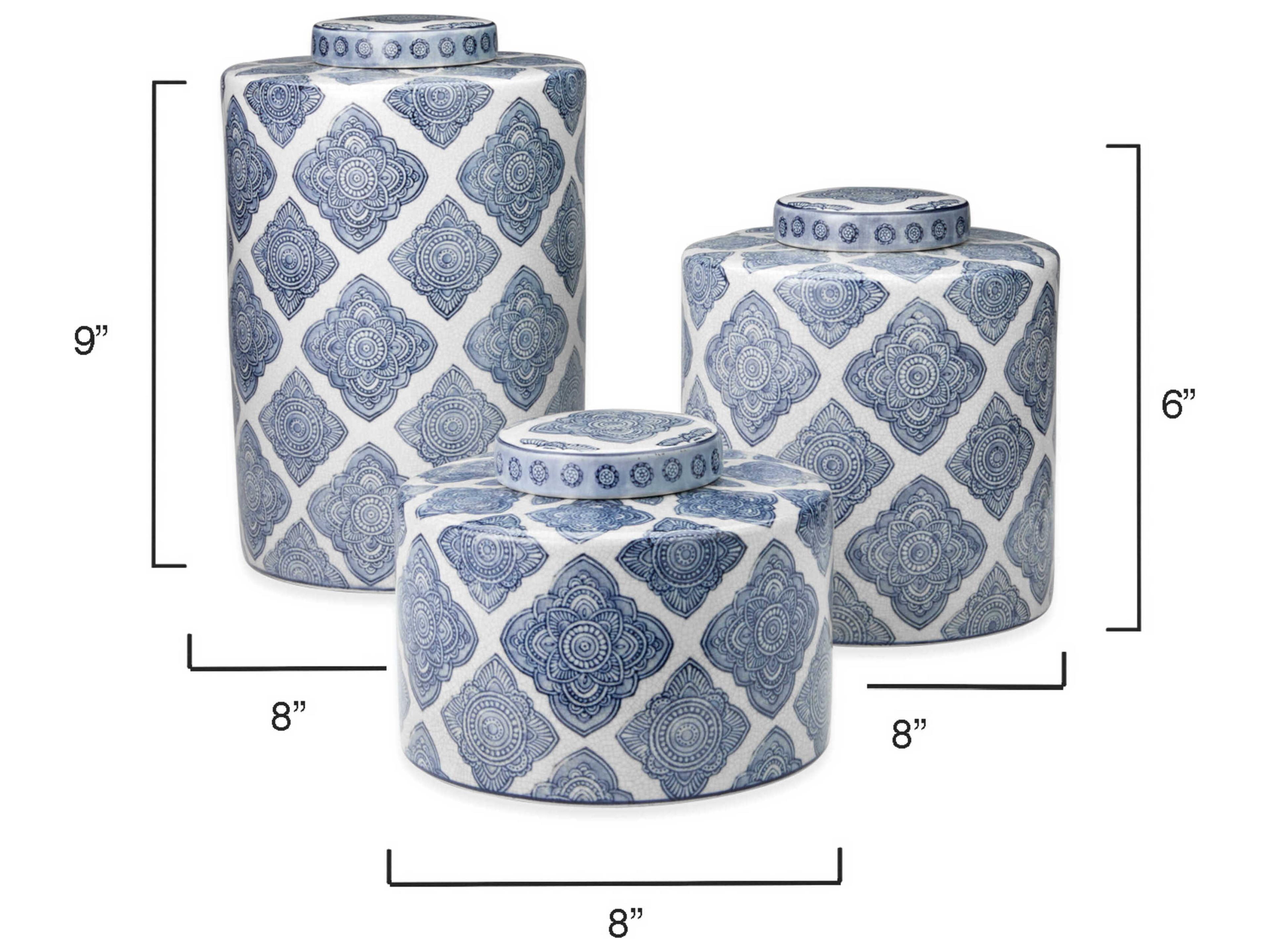 Jamie Young Oran Blue / White Canisters Set of 2