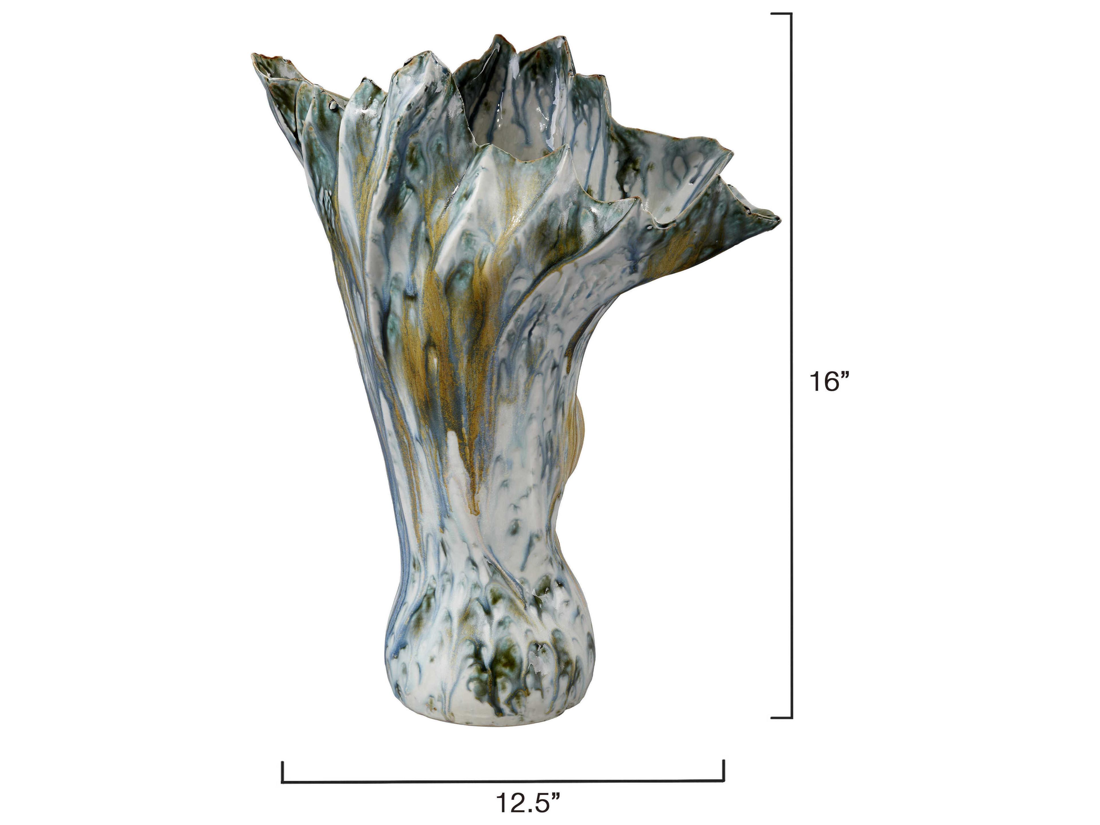 Jamie Young Orca Reactive Blue Glaze Vase