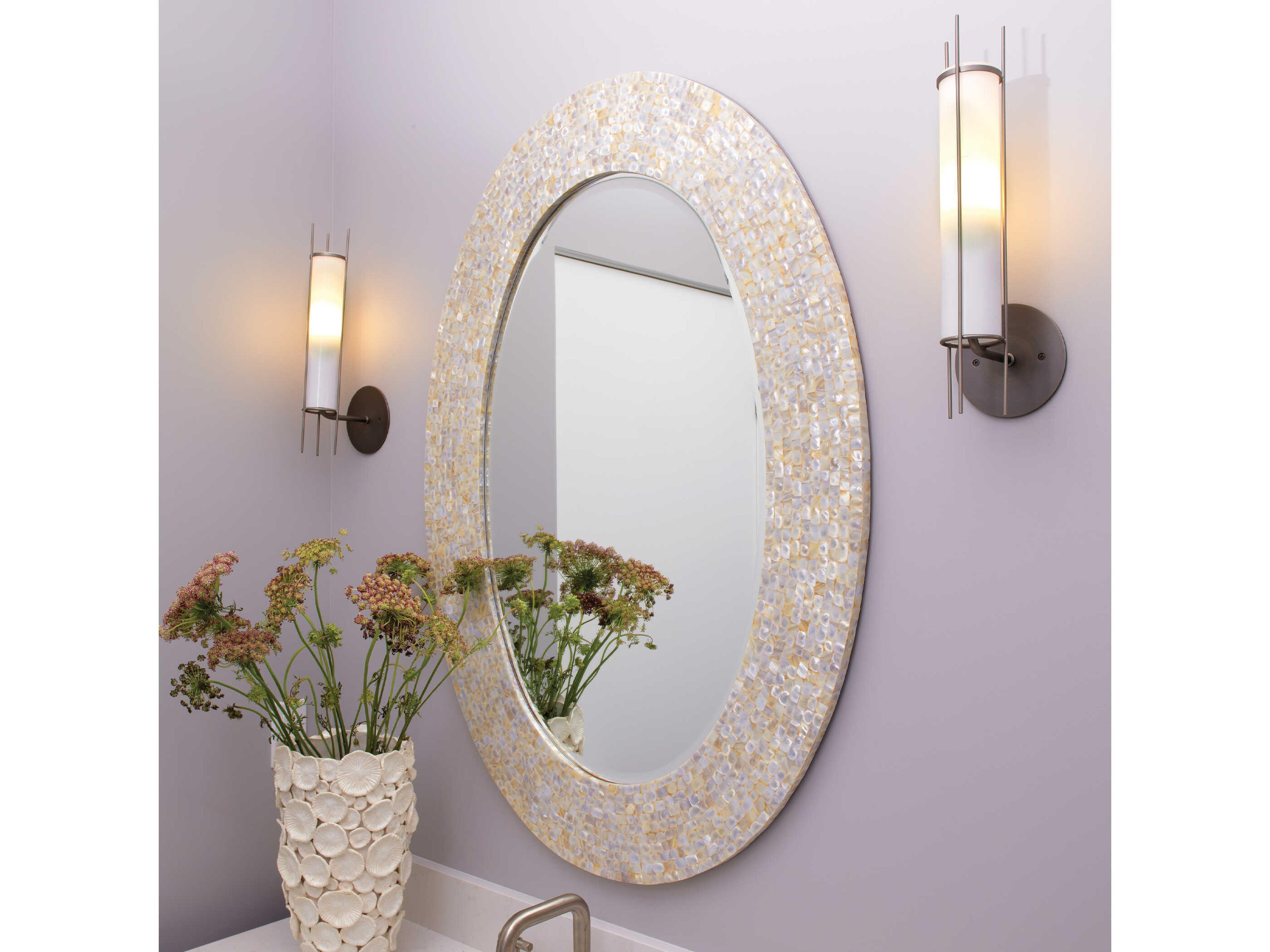 Jamie Young Large Mother of Pearl Oval Wall Mirror