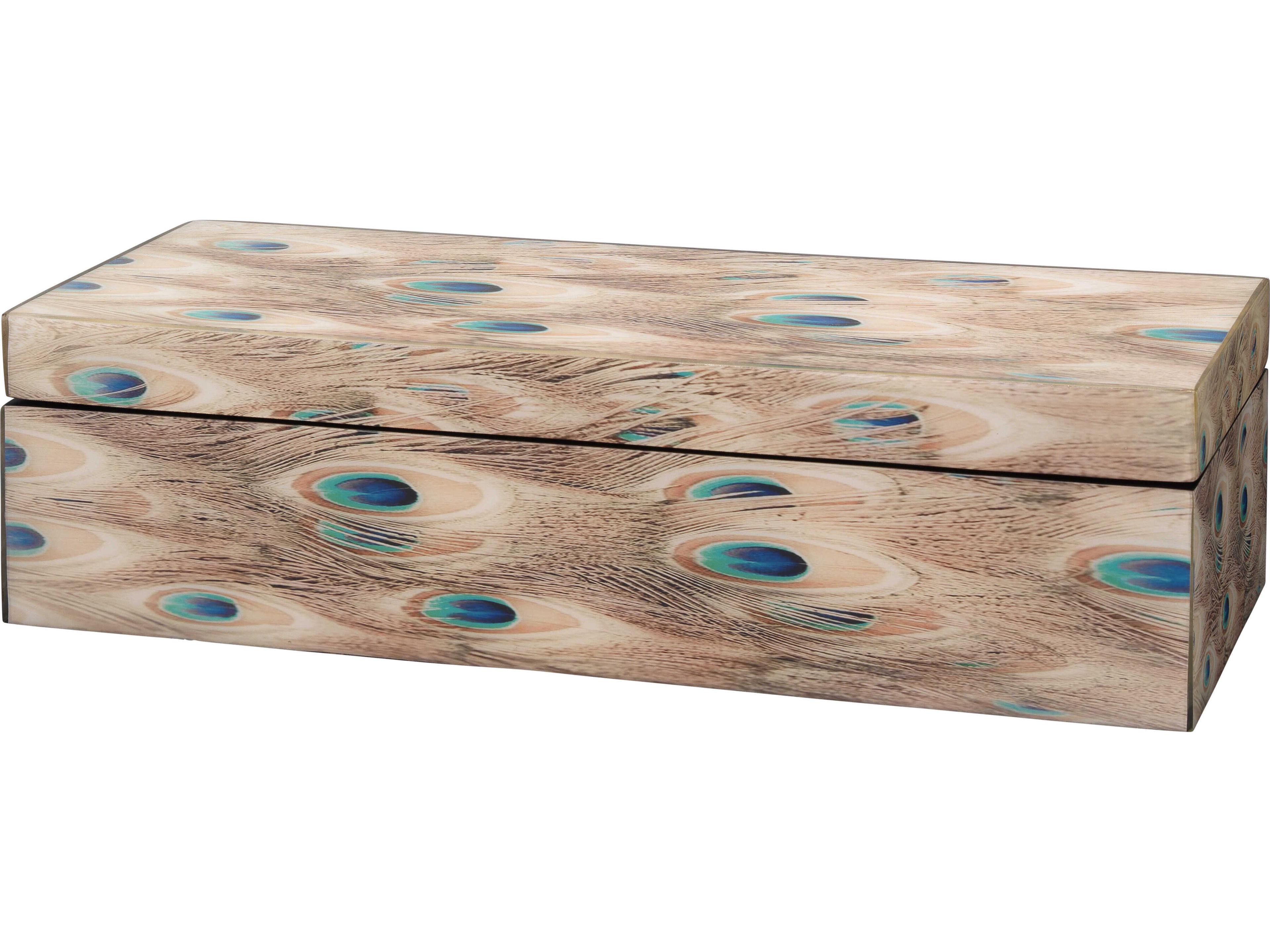 Jamie Young Plume White Peacock Lacquer Jewelry Box