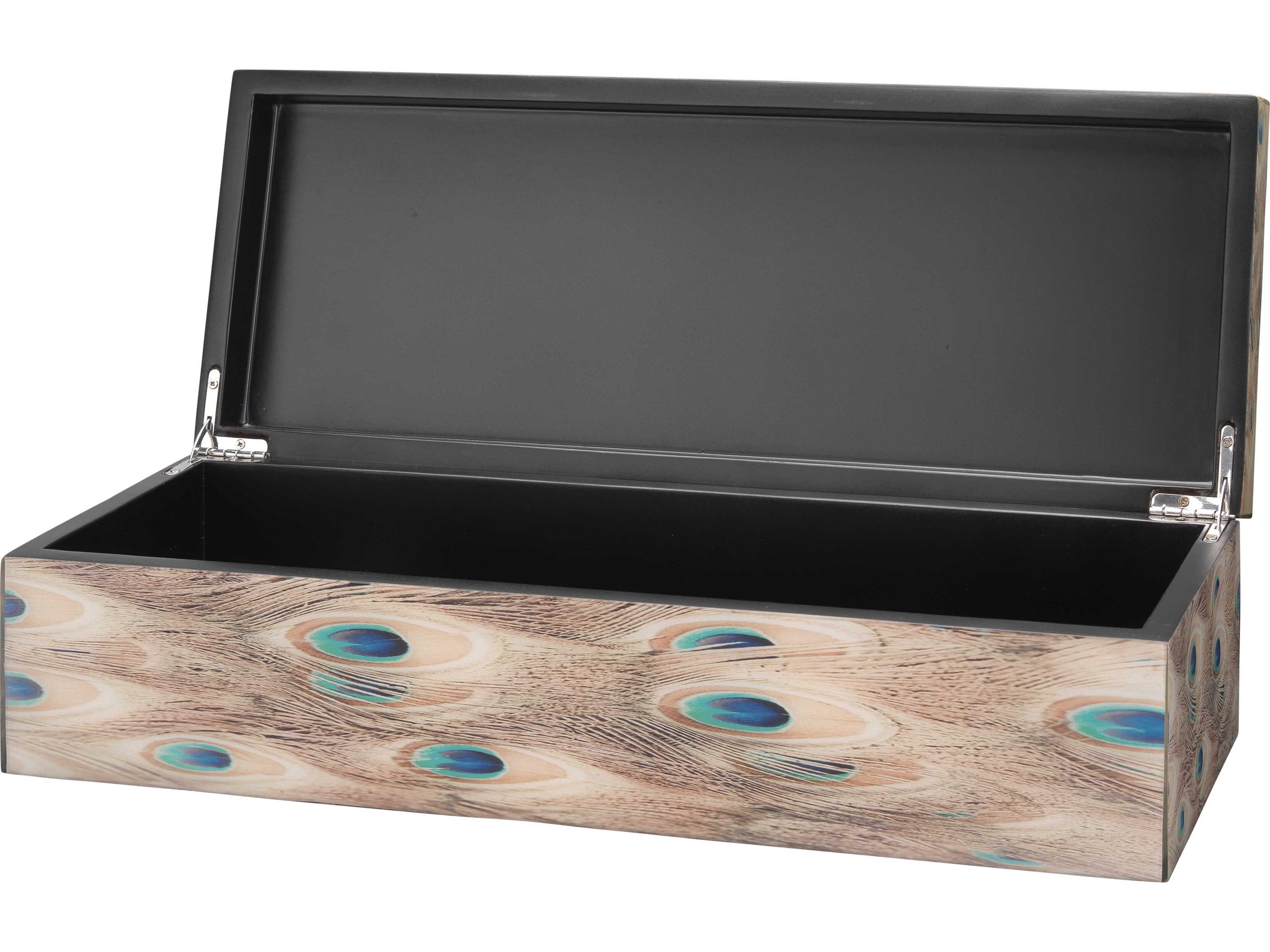 Jamie Young Plume White Peacock Lacquer Jewelry Box