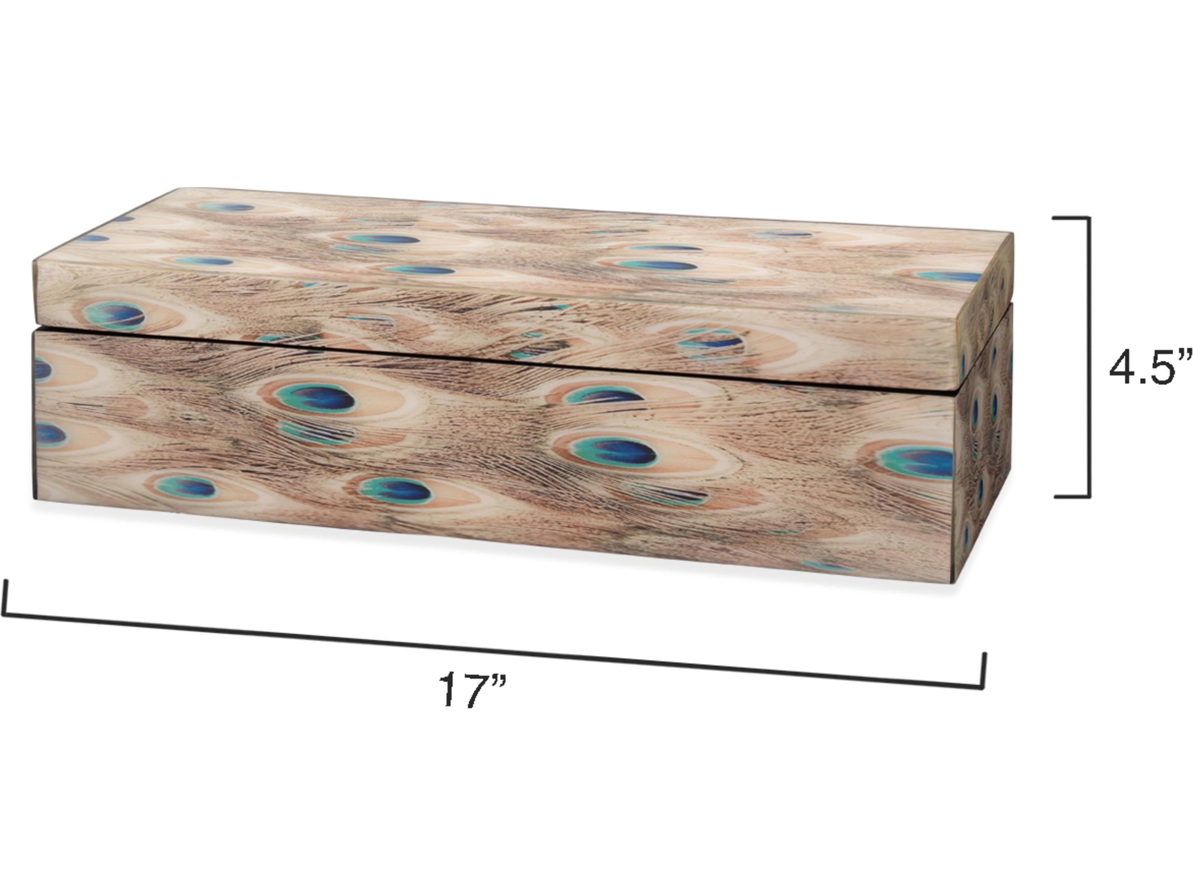 Jamie Young Plume White Peacock Lacquer Jewelry Box