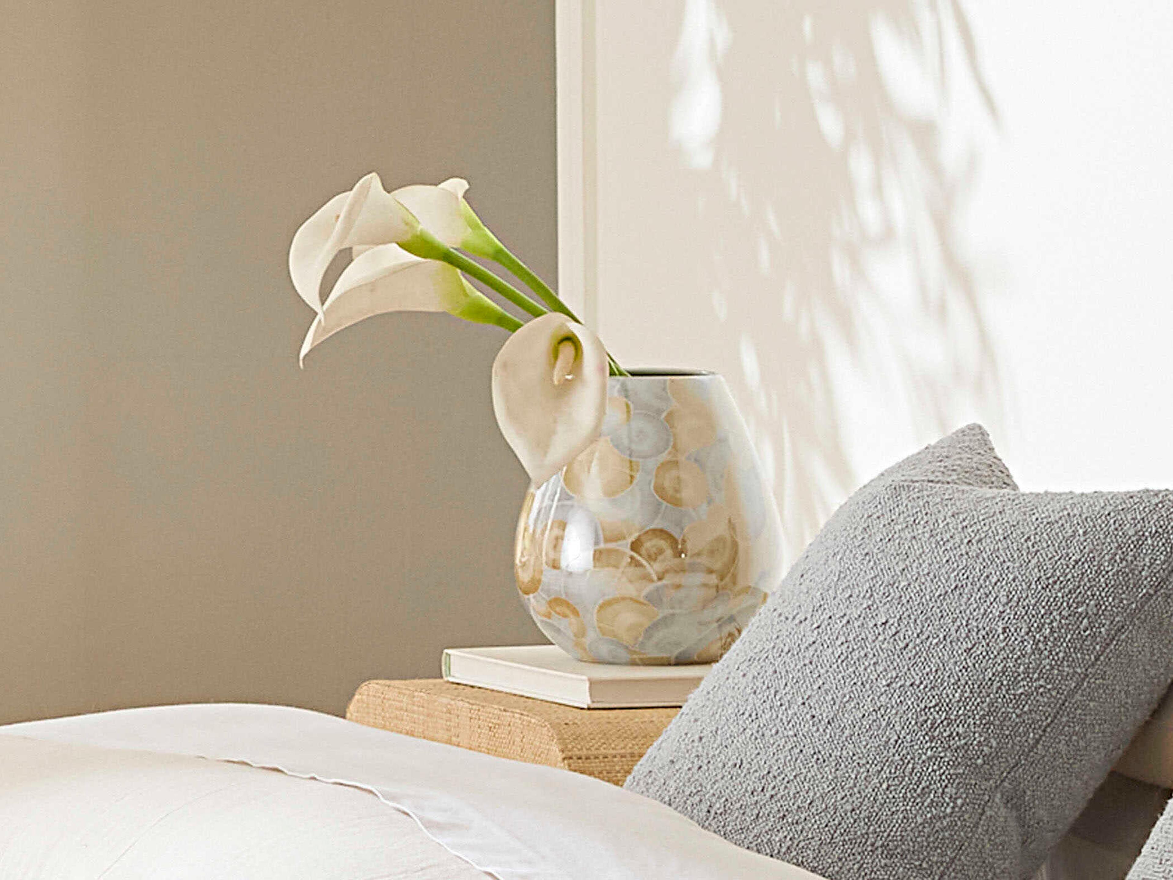 Jamie Young Pura Printed Blue Natural Glaze Vase