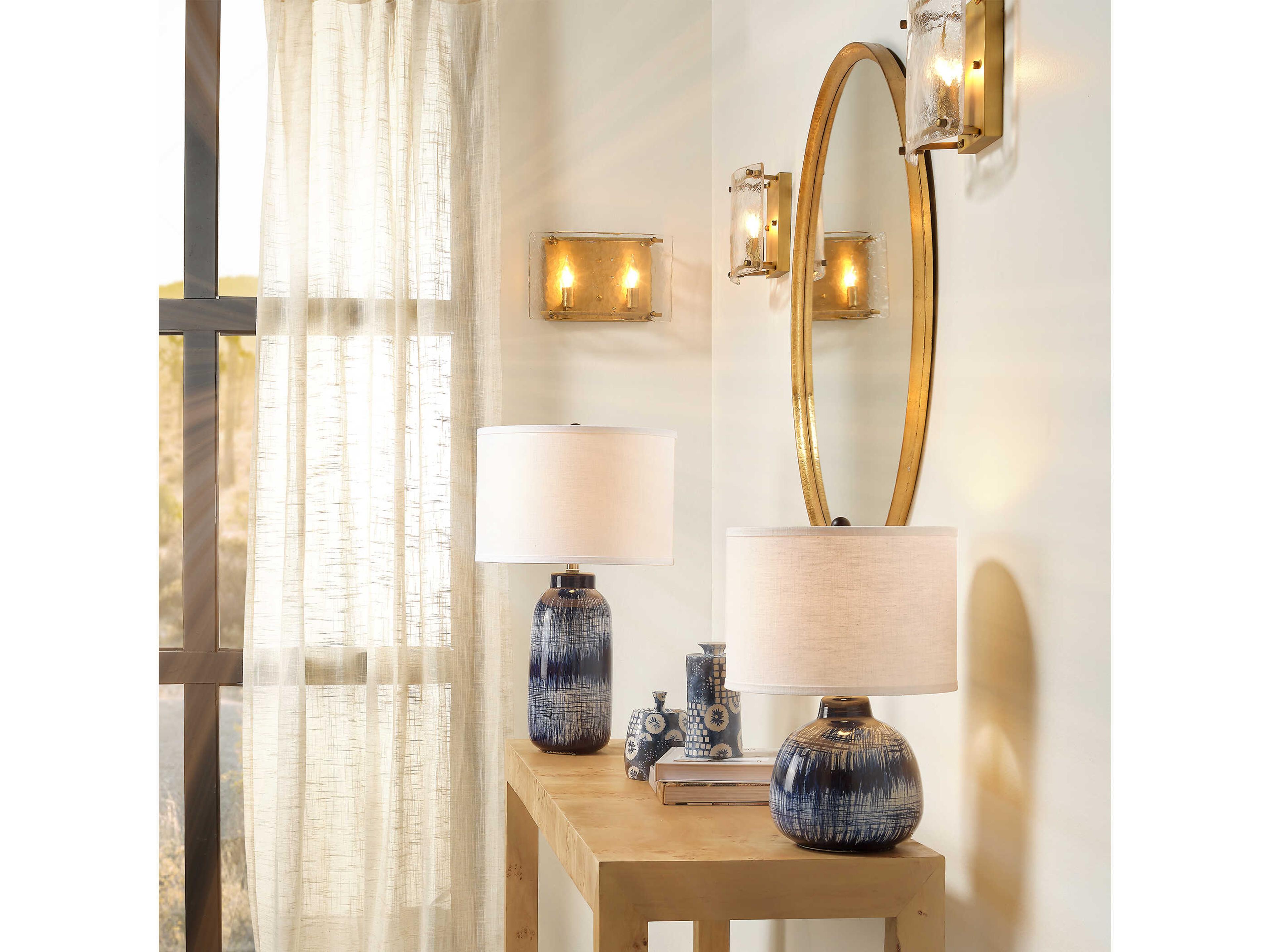 Jamie Young Gold Leaf Round Wall Mirror