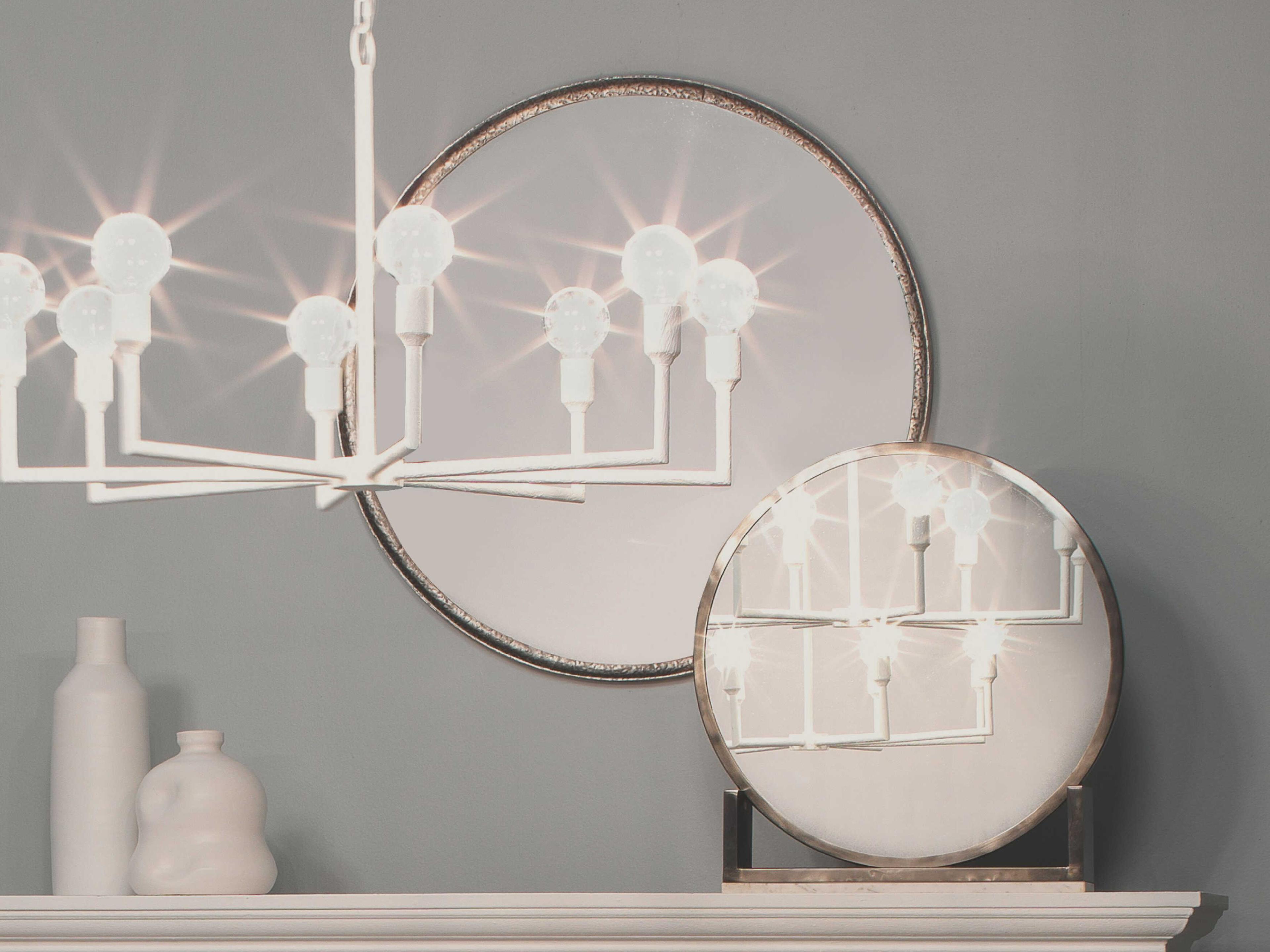 Jamie Young Refined Silver Leaf ide Round Wall Mirror