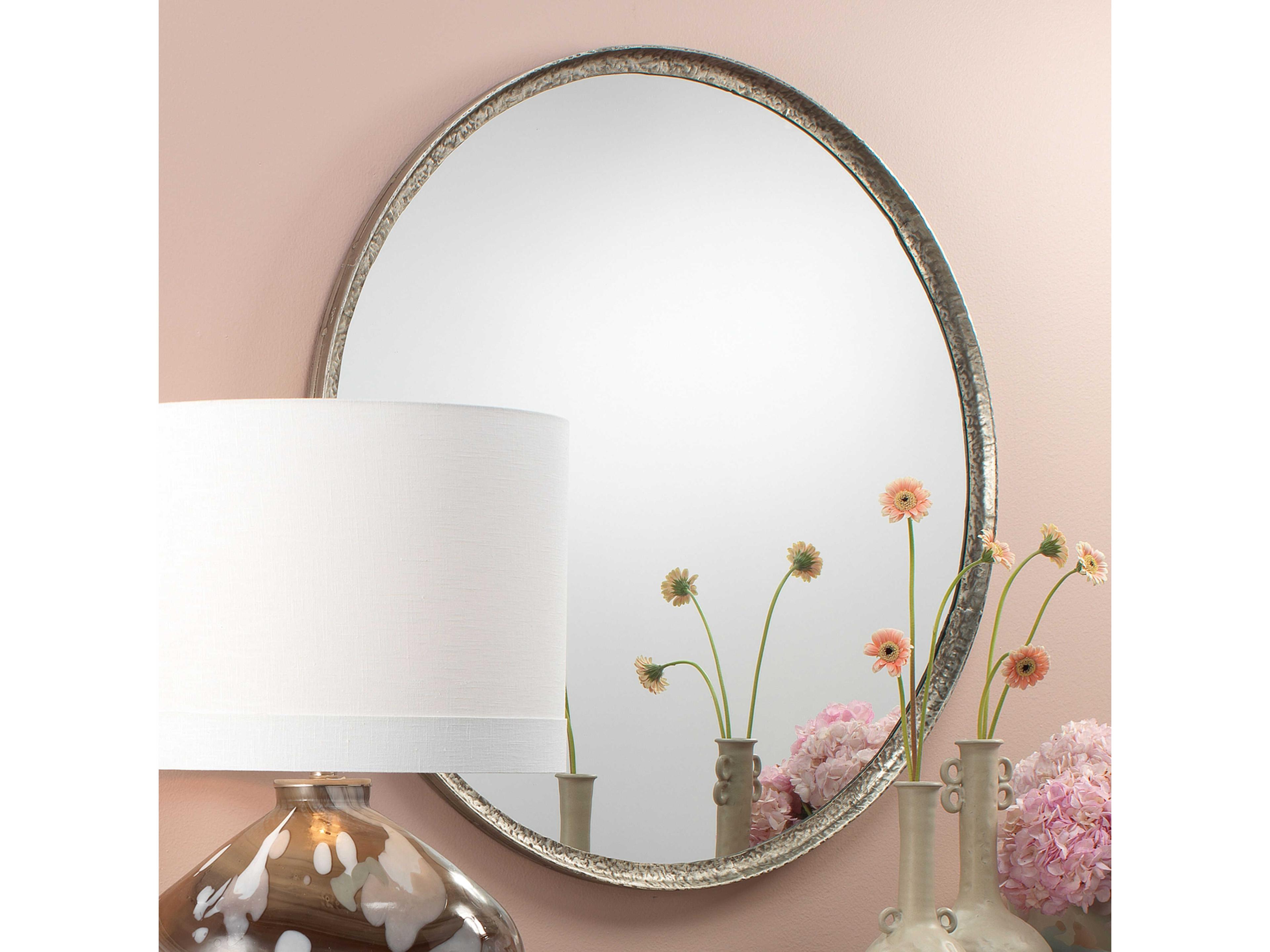 Jamie Young Refined Silver Leaf ide Round Wall Mirror