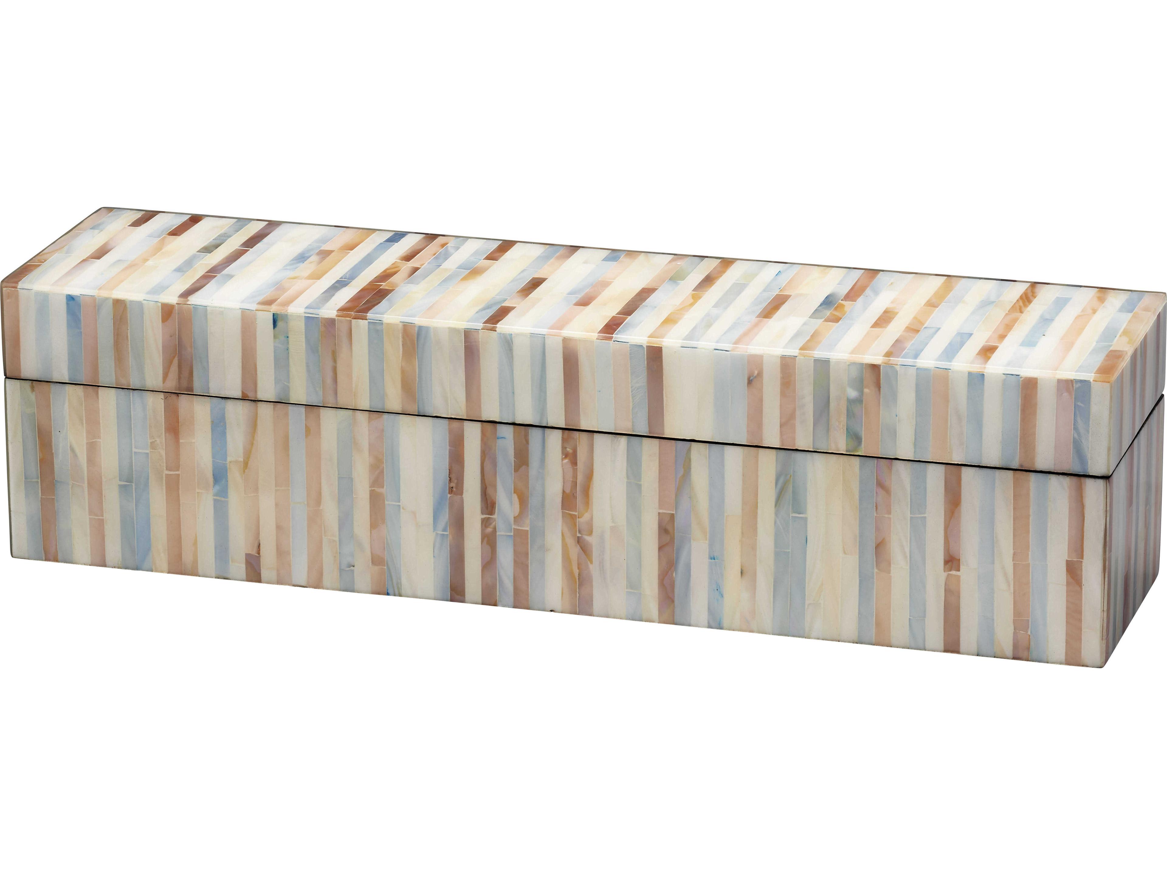 Jamie Young Roosevelt Mother of Pearl Blue Decorative Box