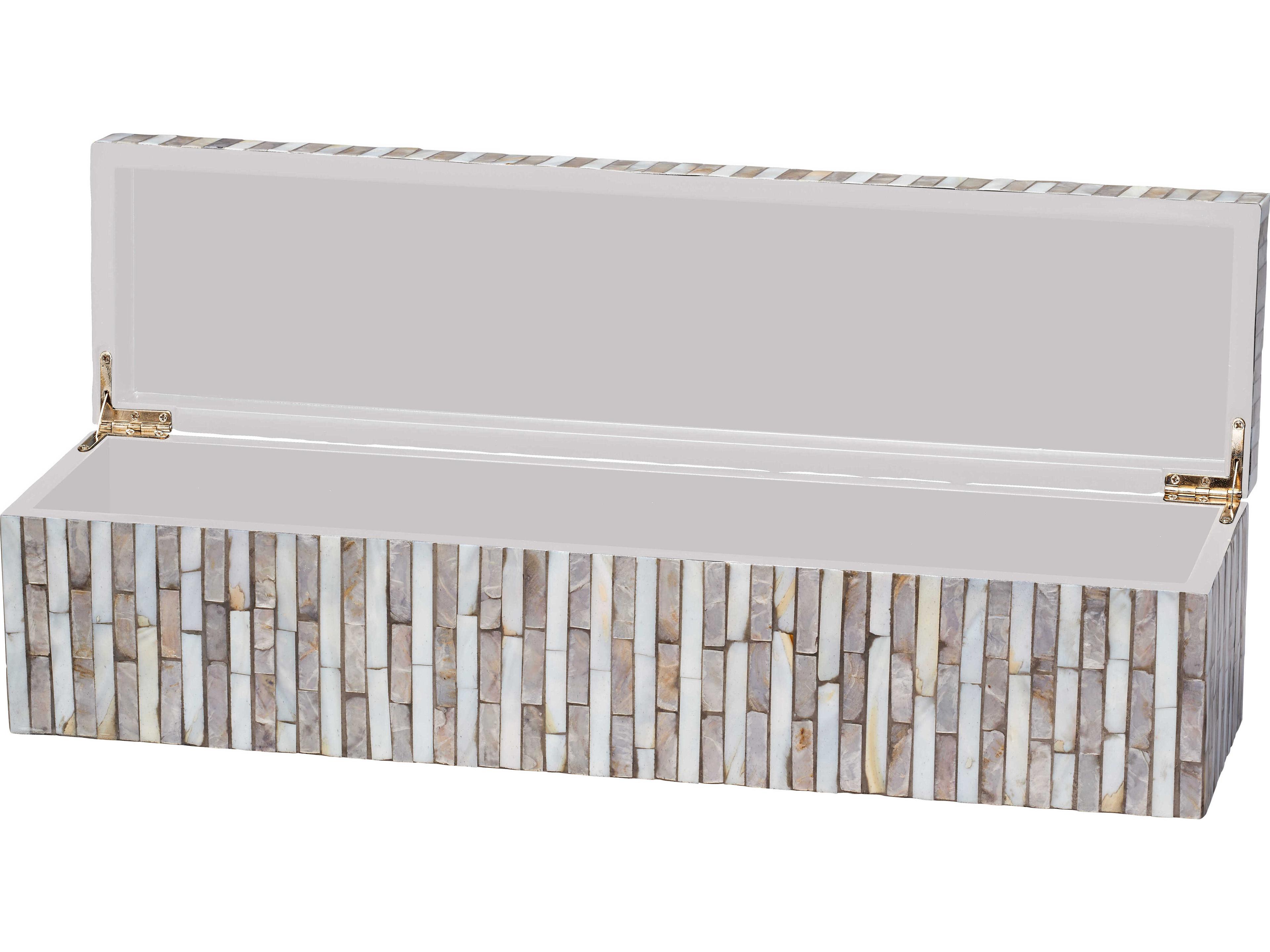 Jamie Young Roosevelt Mother of Pearl Grey Decorative Box