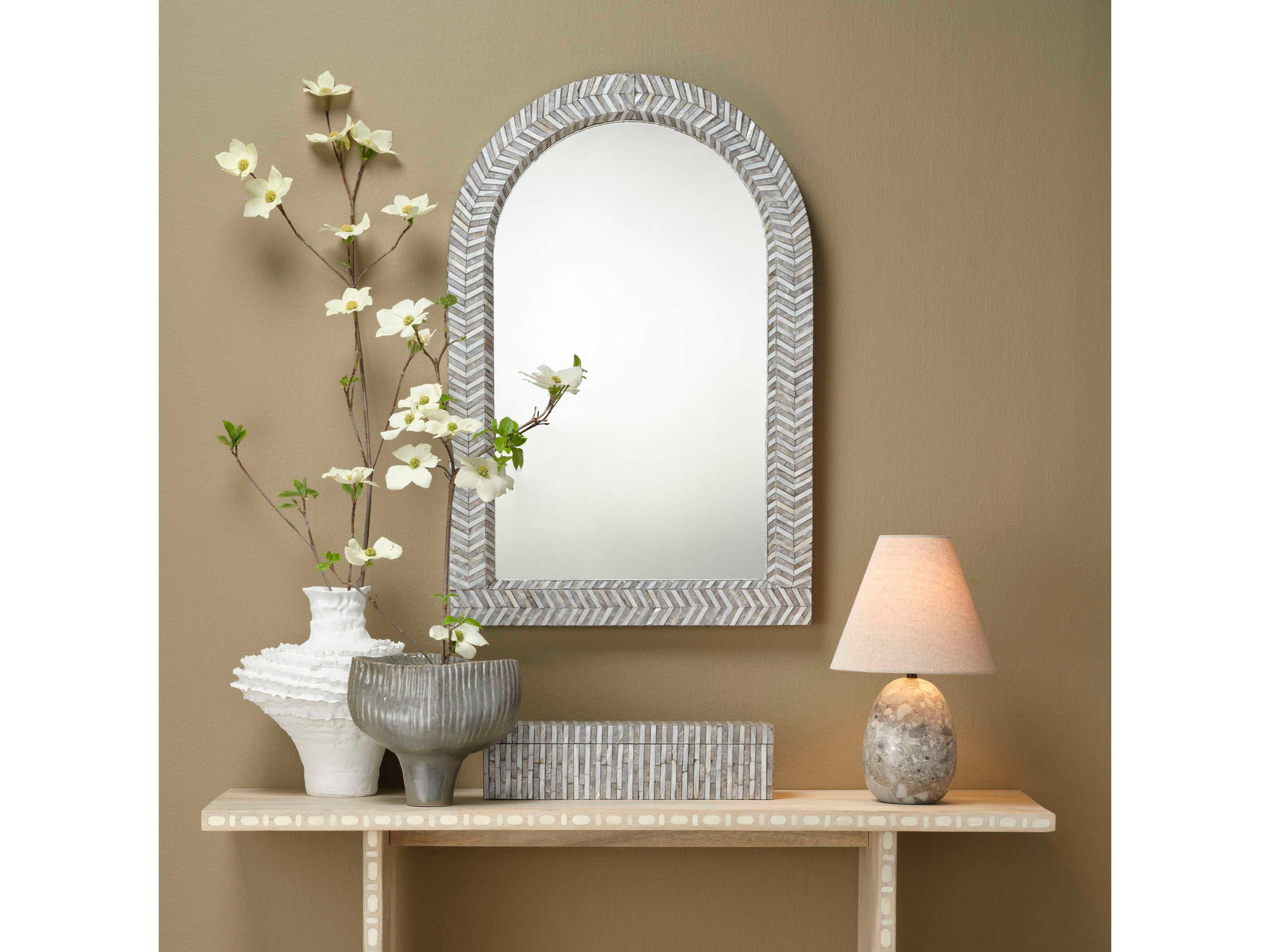 Jamie Young Roosevelt Mother of Pearl Grey Decorative Box