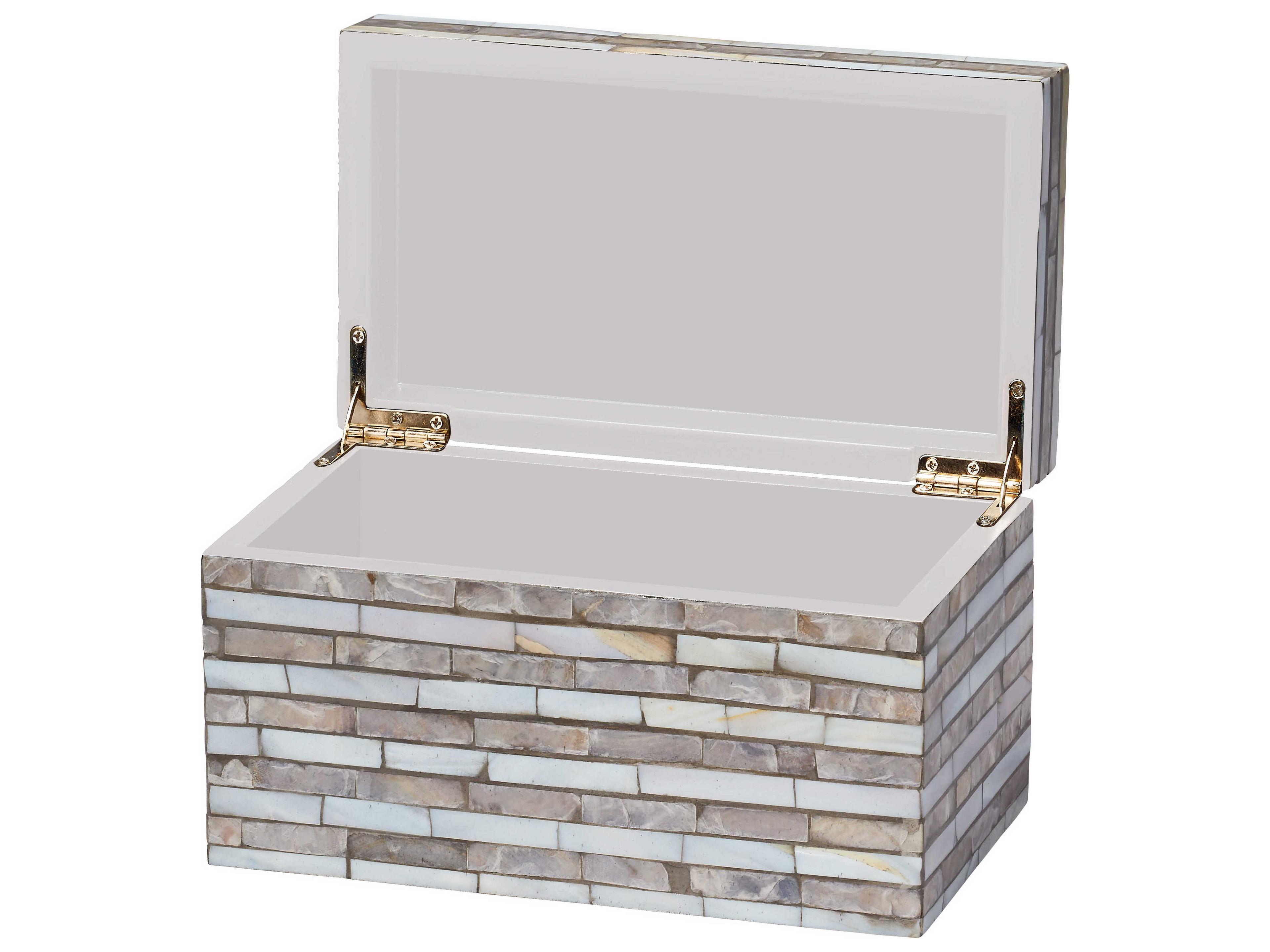 Jamie Young Roosevelt Mother of Pearl Grey Decorative Box