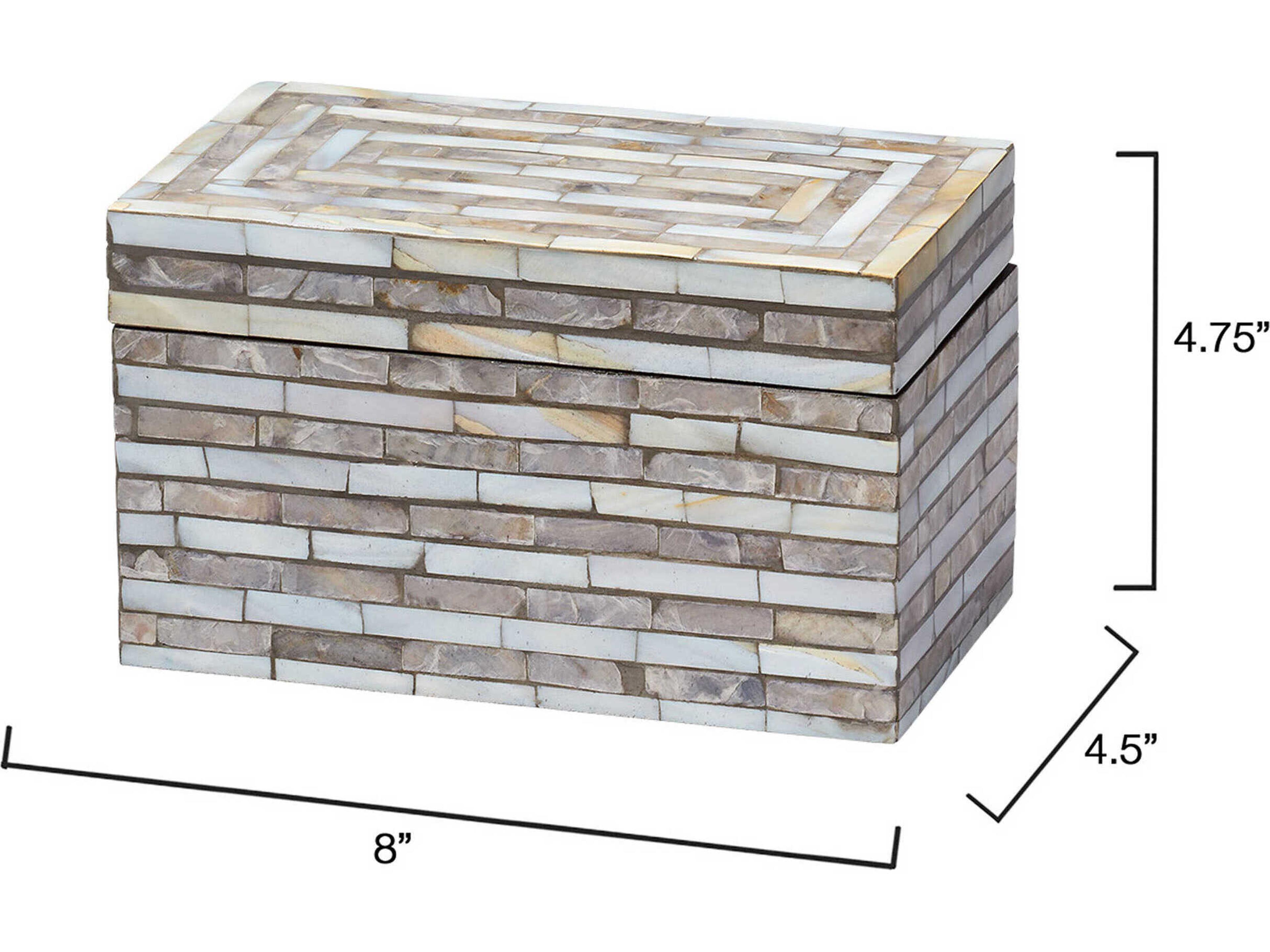 Jamie Young Roosevelt Mother of Pearl Grey Decorative Box