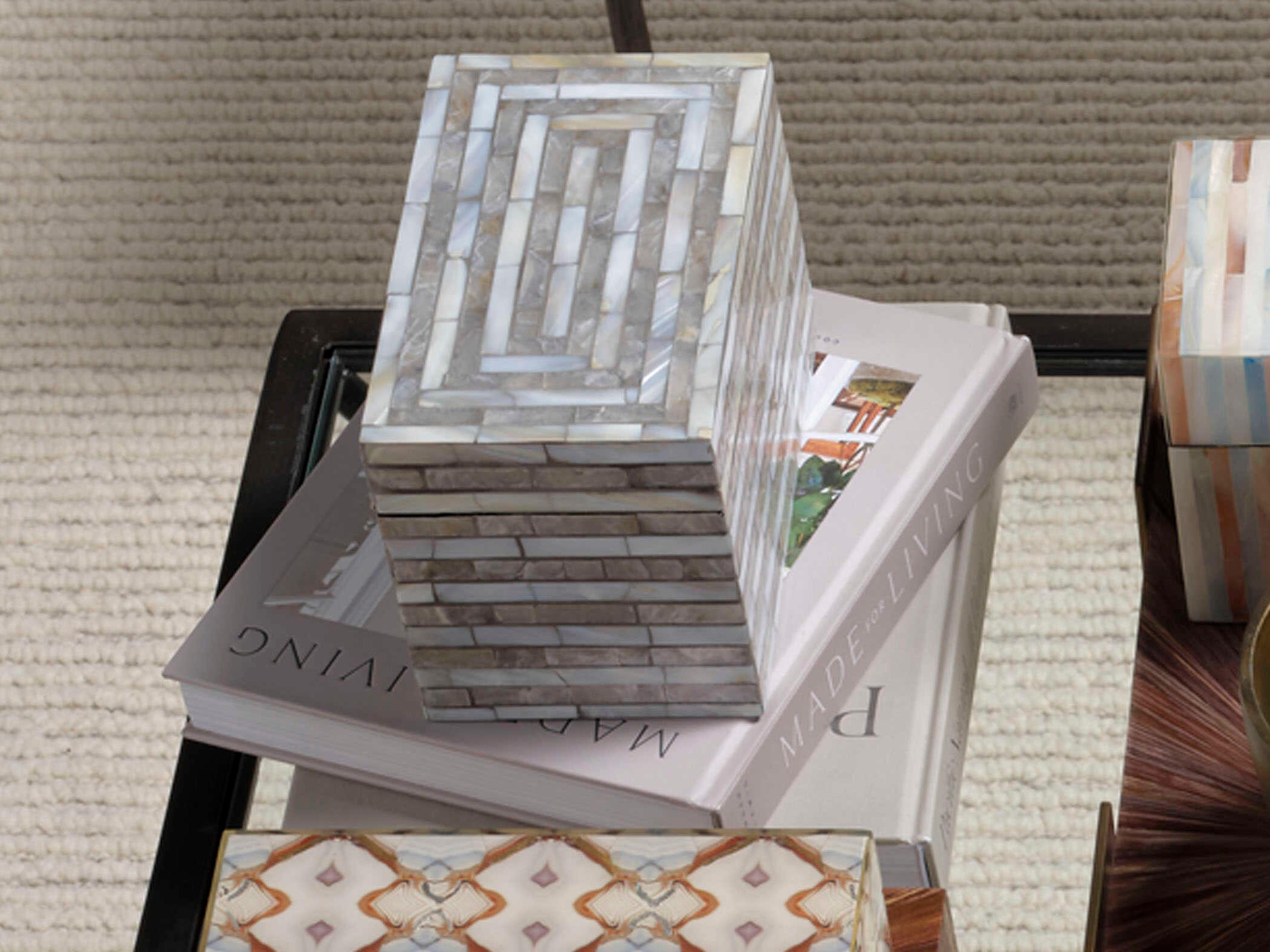 Jamie Young Roosevelt Mother of Pearl Grey Decorative Box