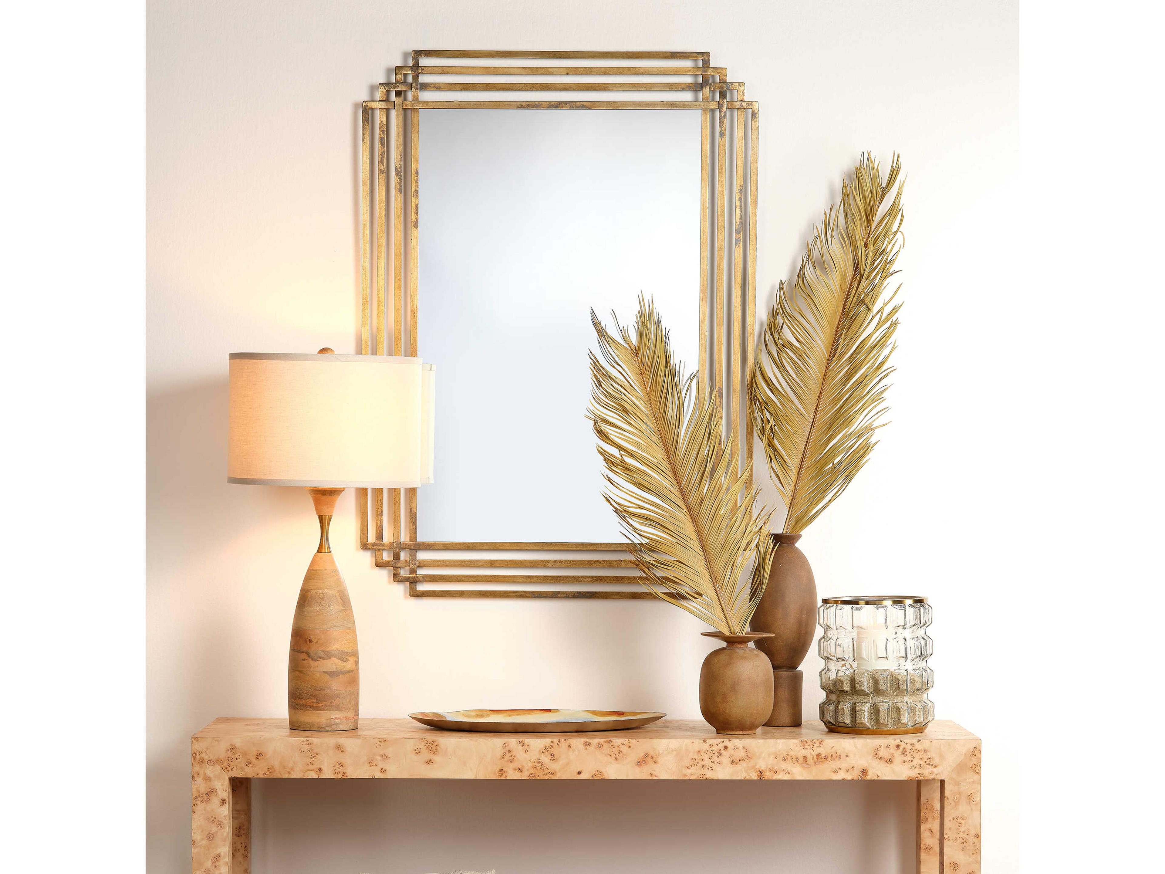 Jamie Young Serai Antique Brass Rectangular Wall Mirror