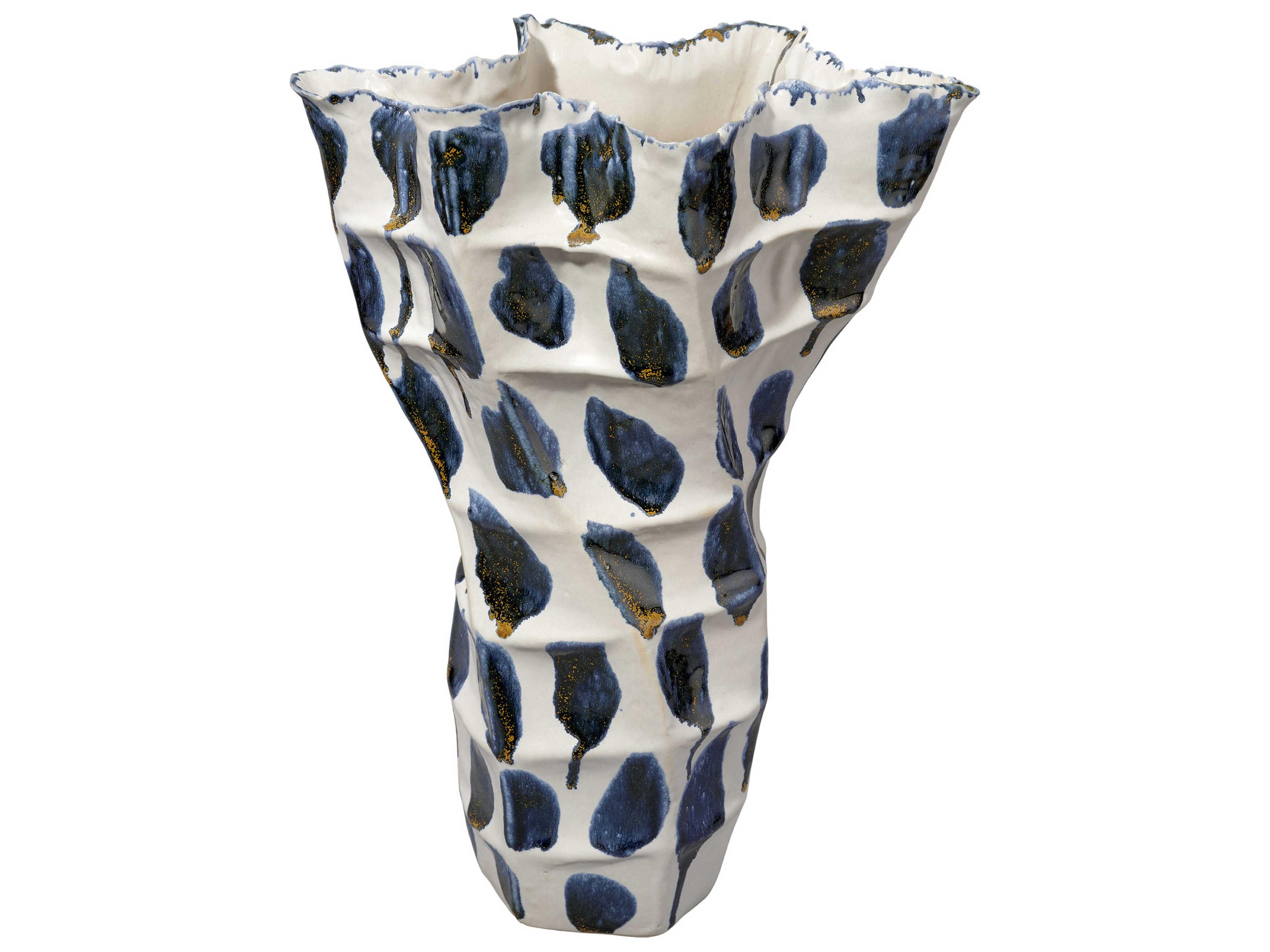 Jamie Young Seurat Reactive Blue Glaze Vase