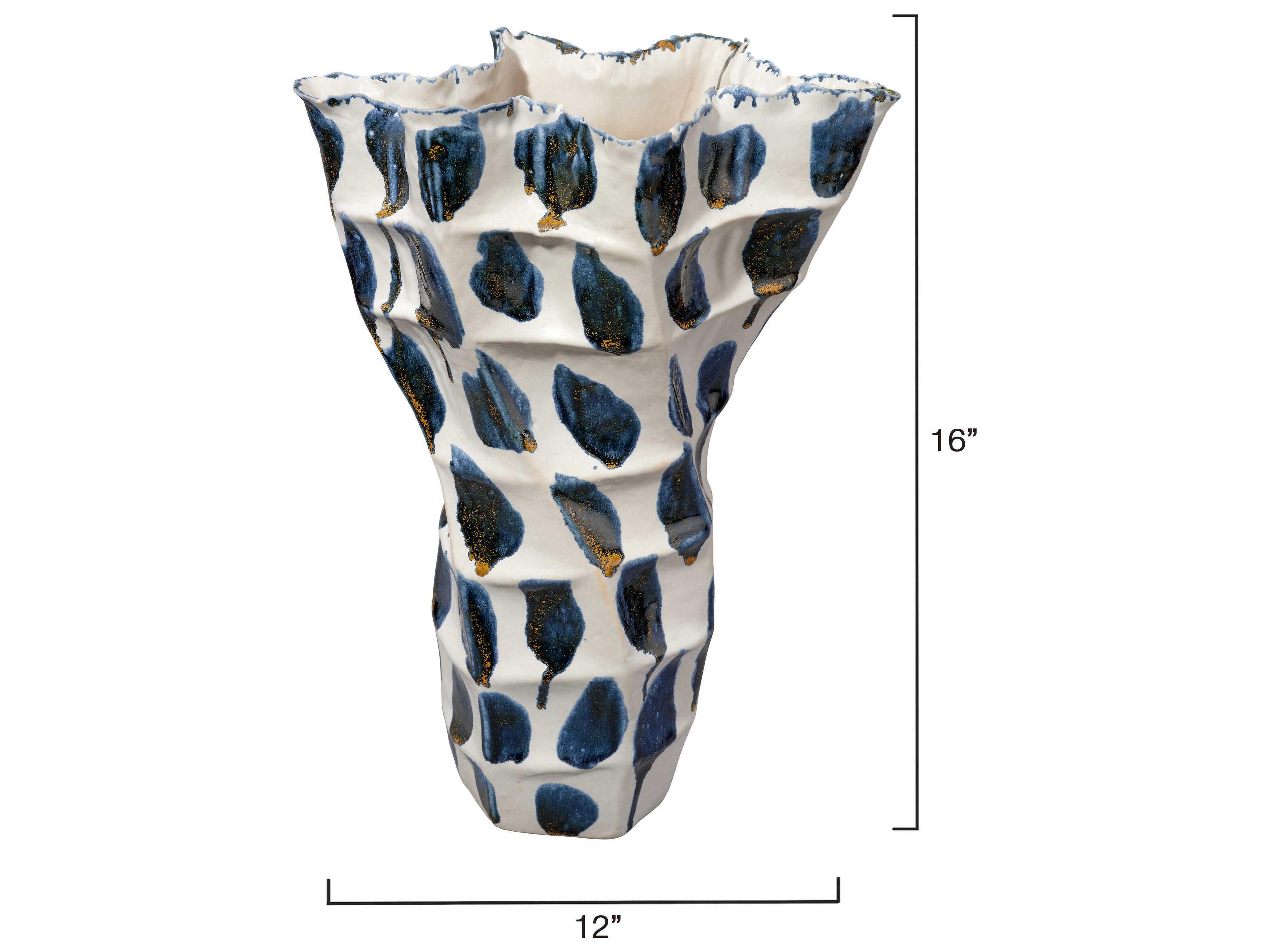 Jamie Young Seurat Reactive Blue Glaze Vase