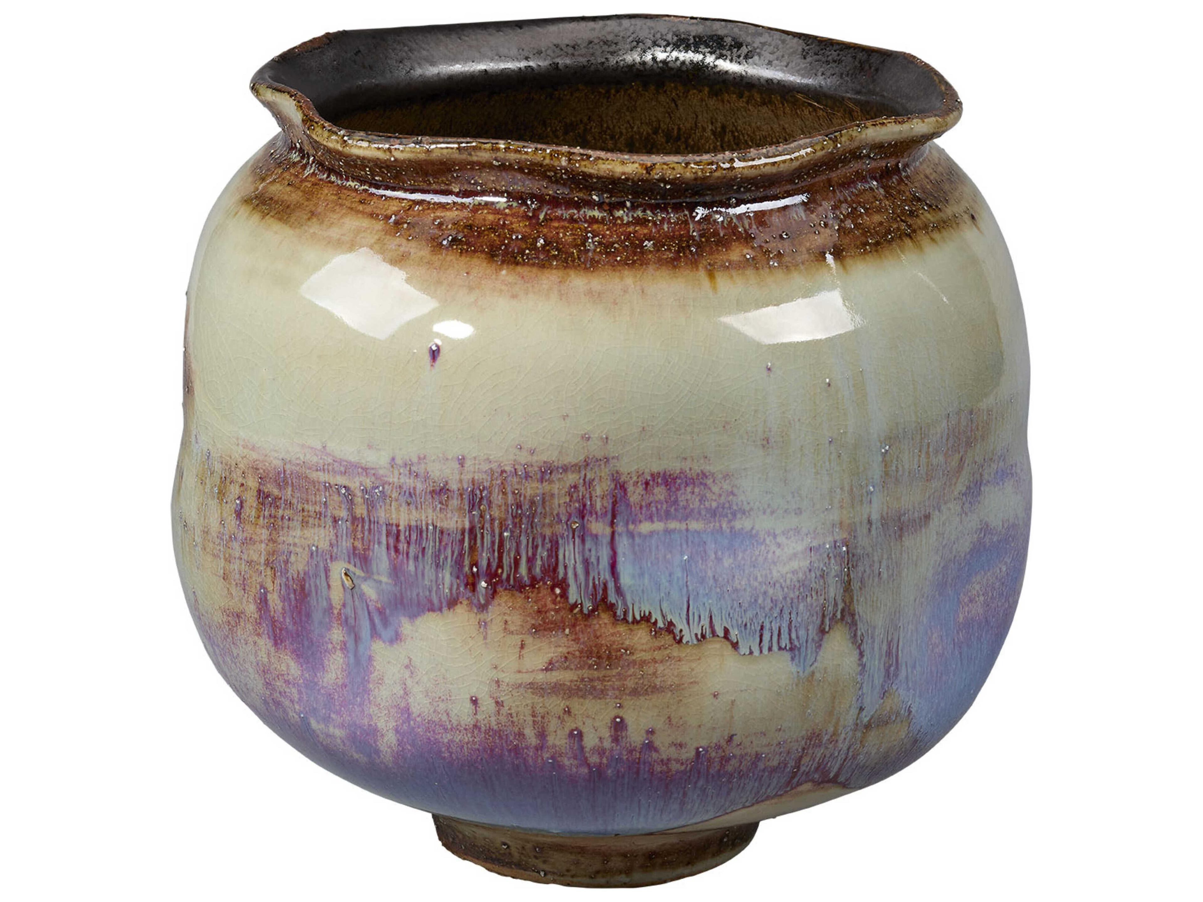 Jamie Young Seville Reactive Blue Natural Purple Glaze Vase