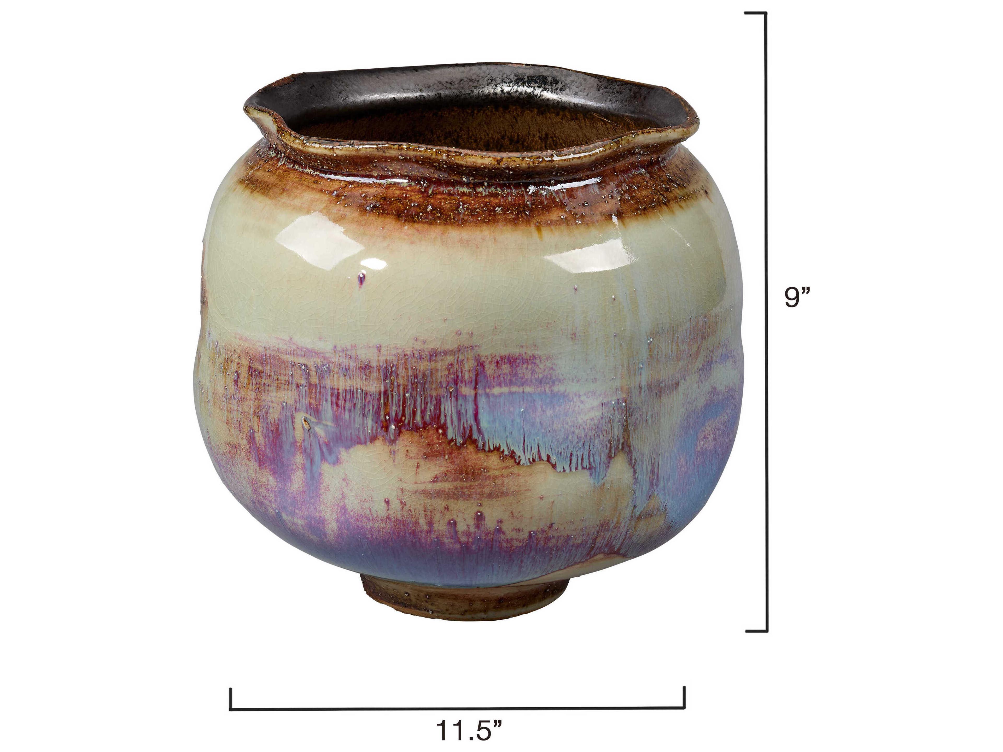 Jamie Young Seville Reactive Blue Natural Purple Glaze Vase