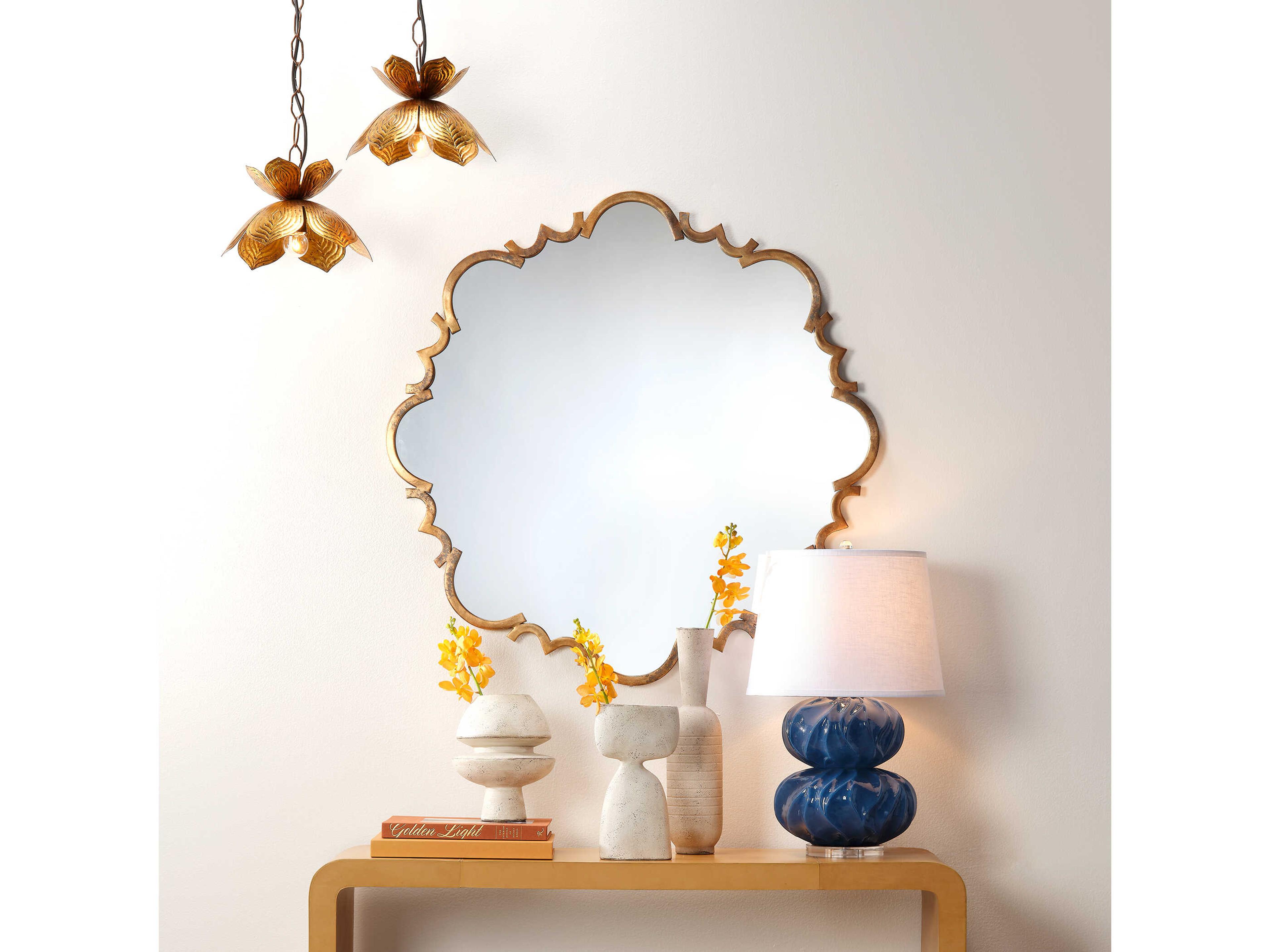 Jamie Young Saint Albans Antique Gold Round Wall Mirror