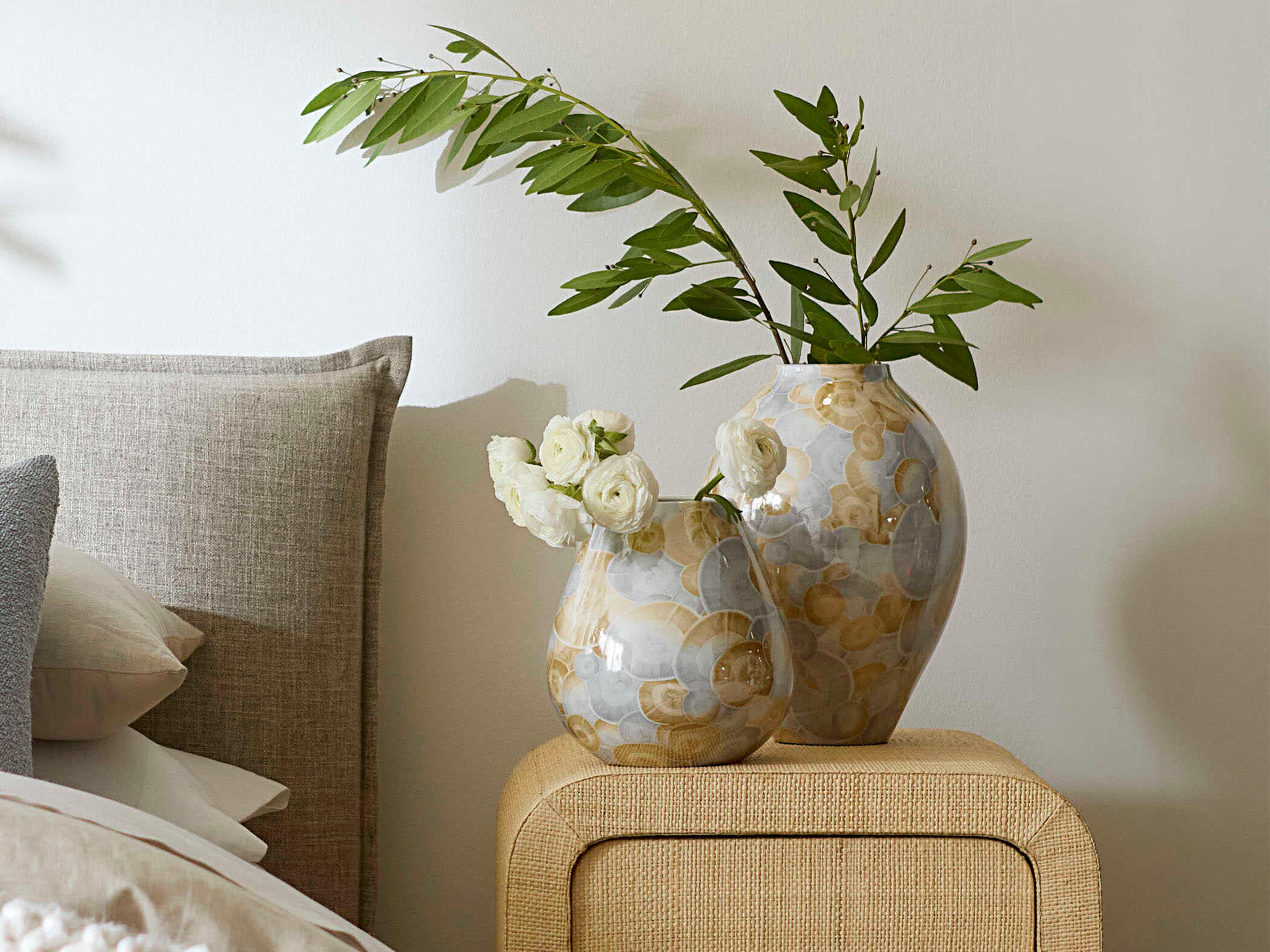 Jamie Young Tranquil Printed Blue Natural Glaze Vase