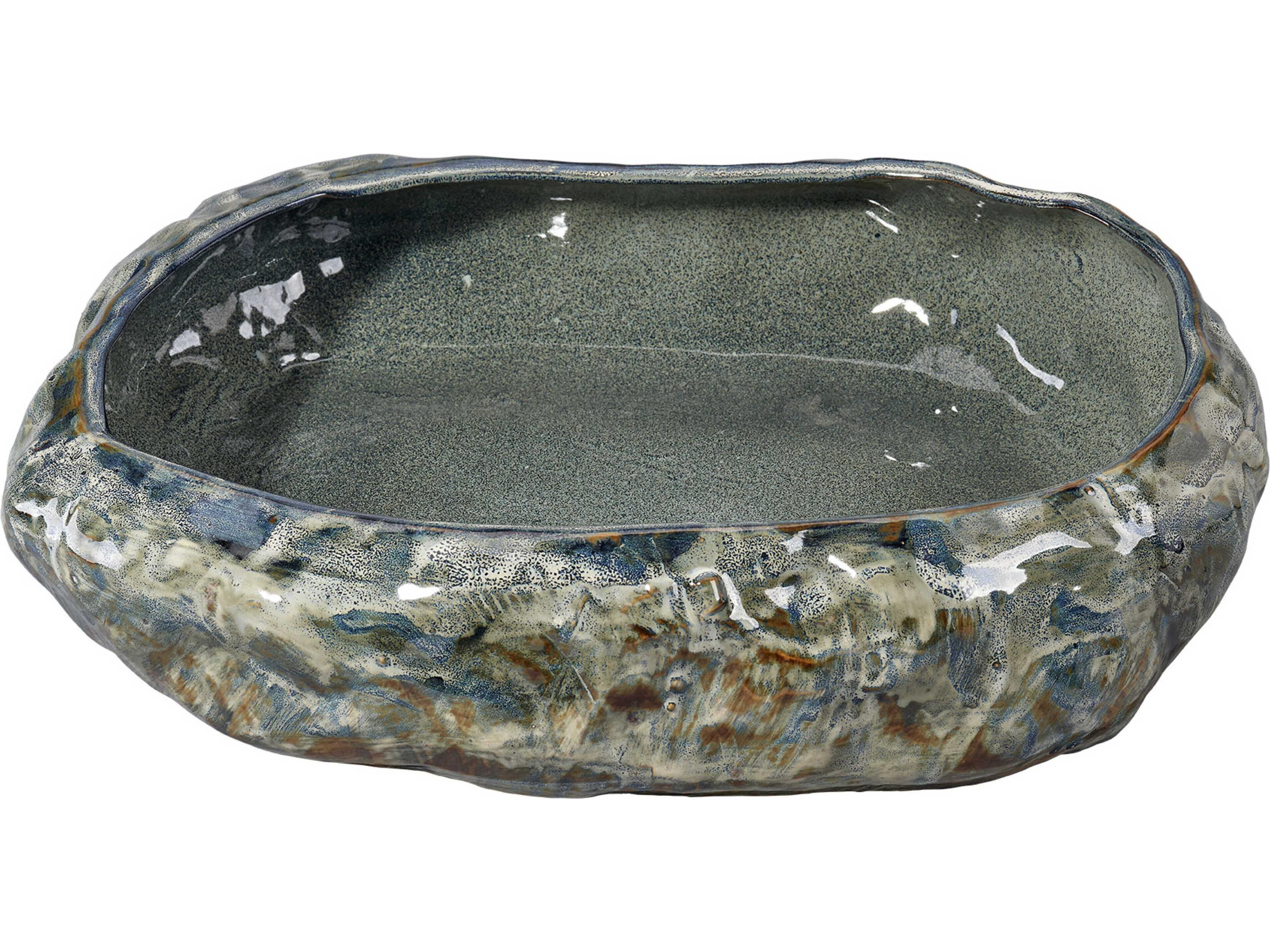 Jamie Young Unearthed Reactive Grey Glaze Decorative Bowl