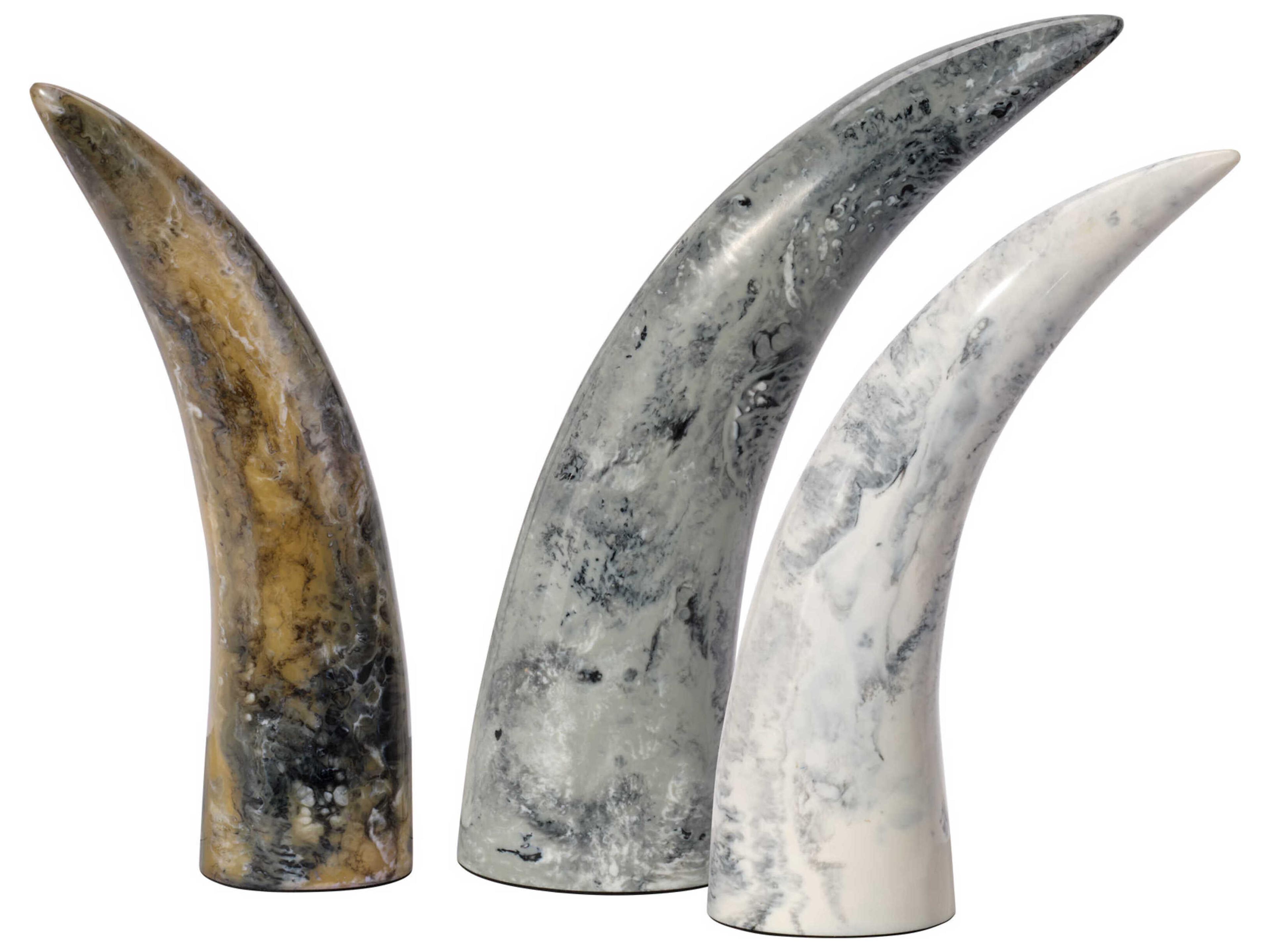 Swirled Cream, Black And Grey Resin Decorative Accent Set of 3