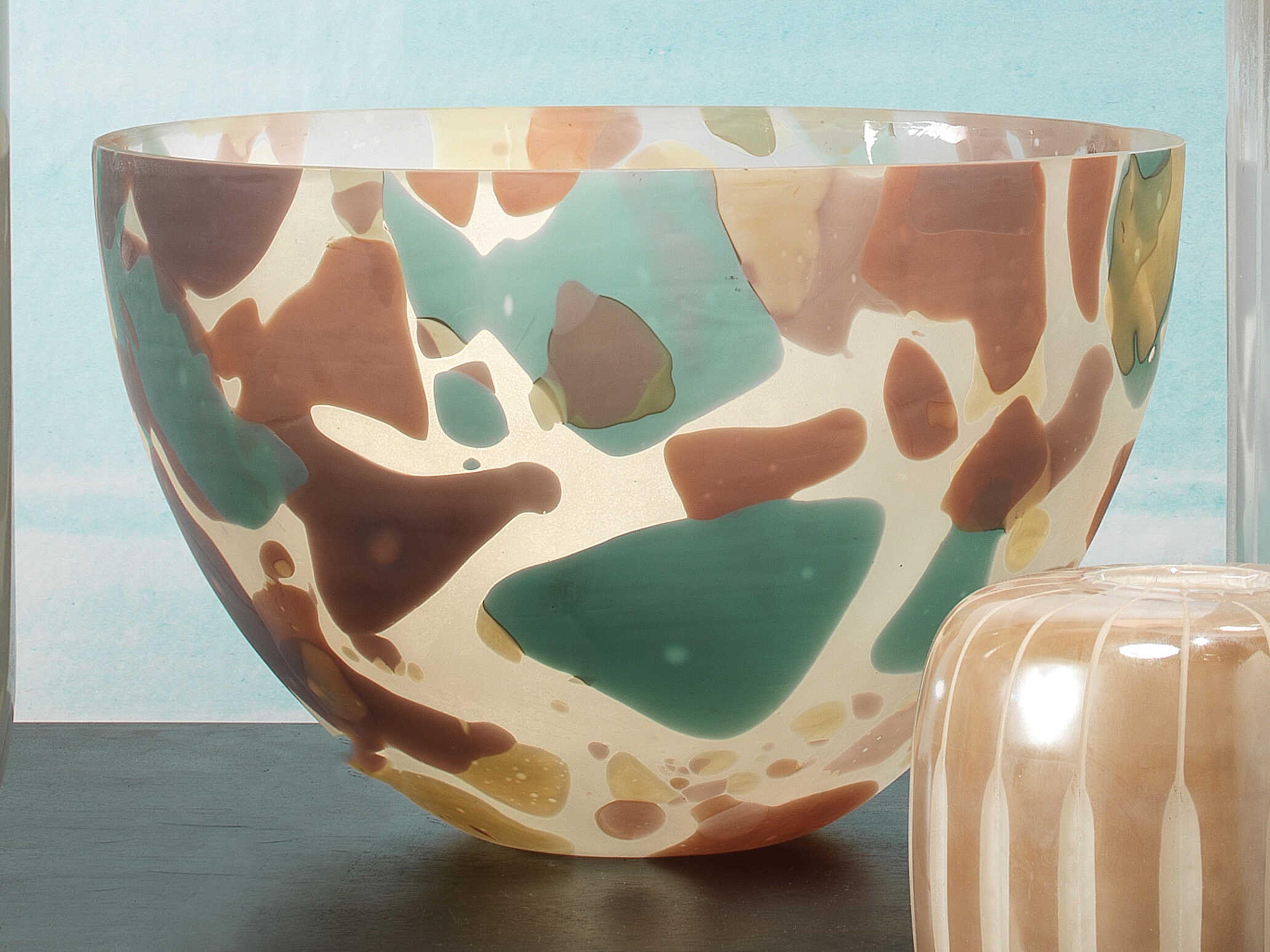 Jamie Young Watercolor Pastel Multicolor 14" Decorative Bowl