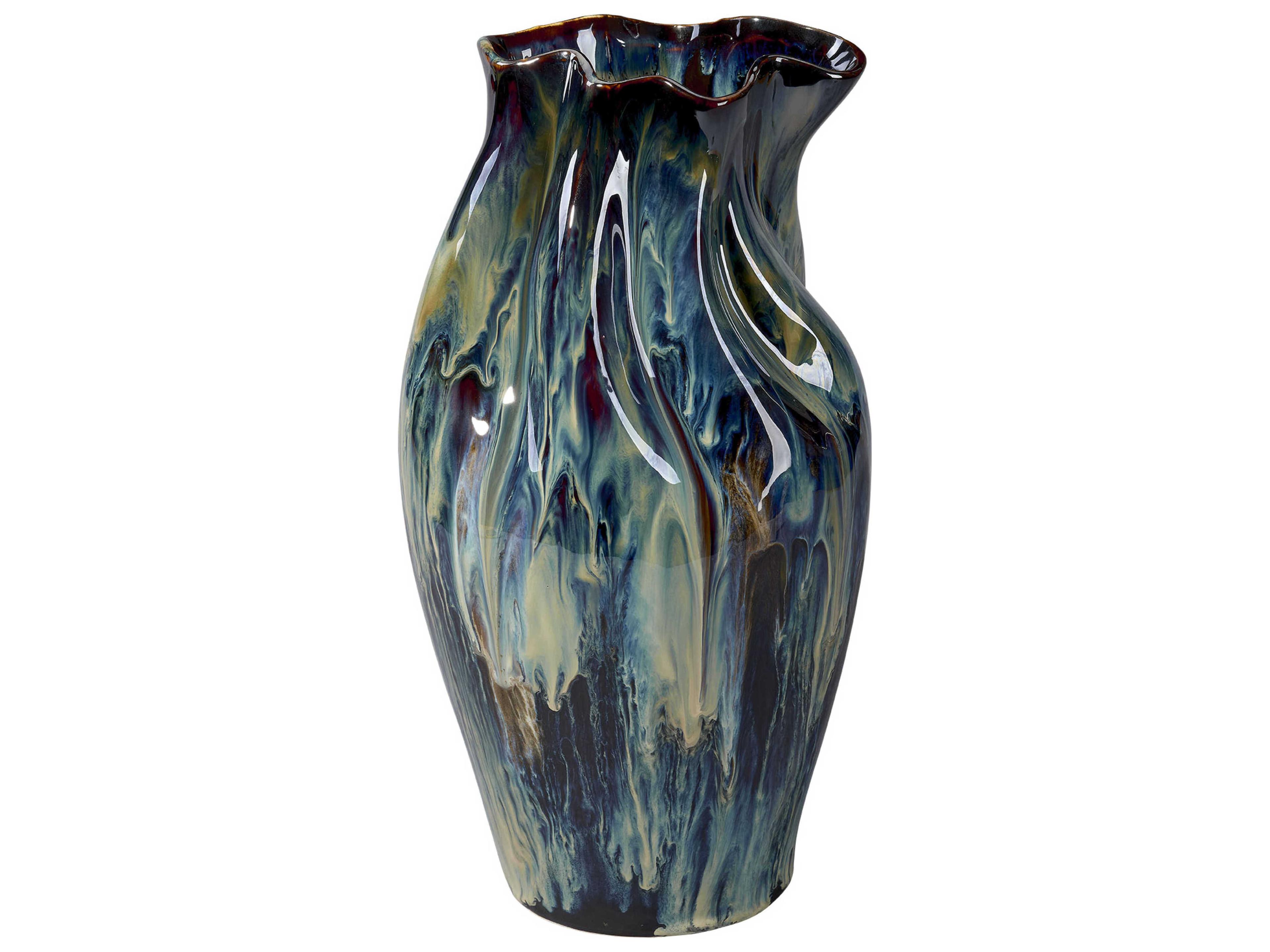 Whirl Reactive Blue Glaze Vase