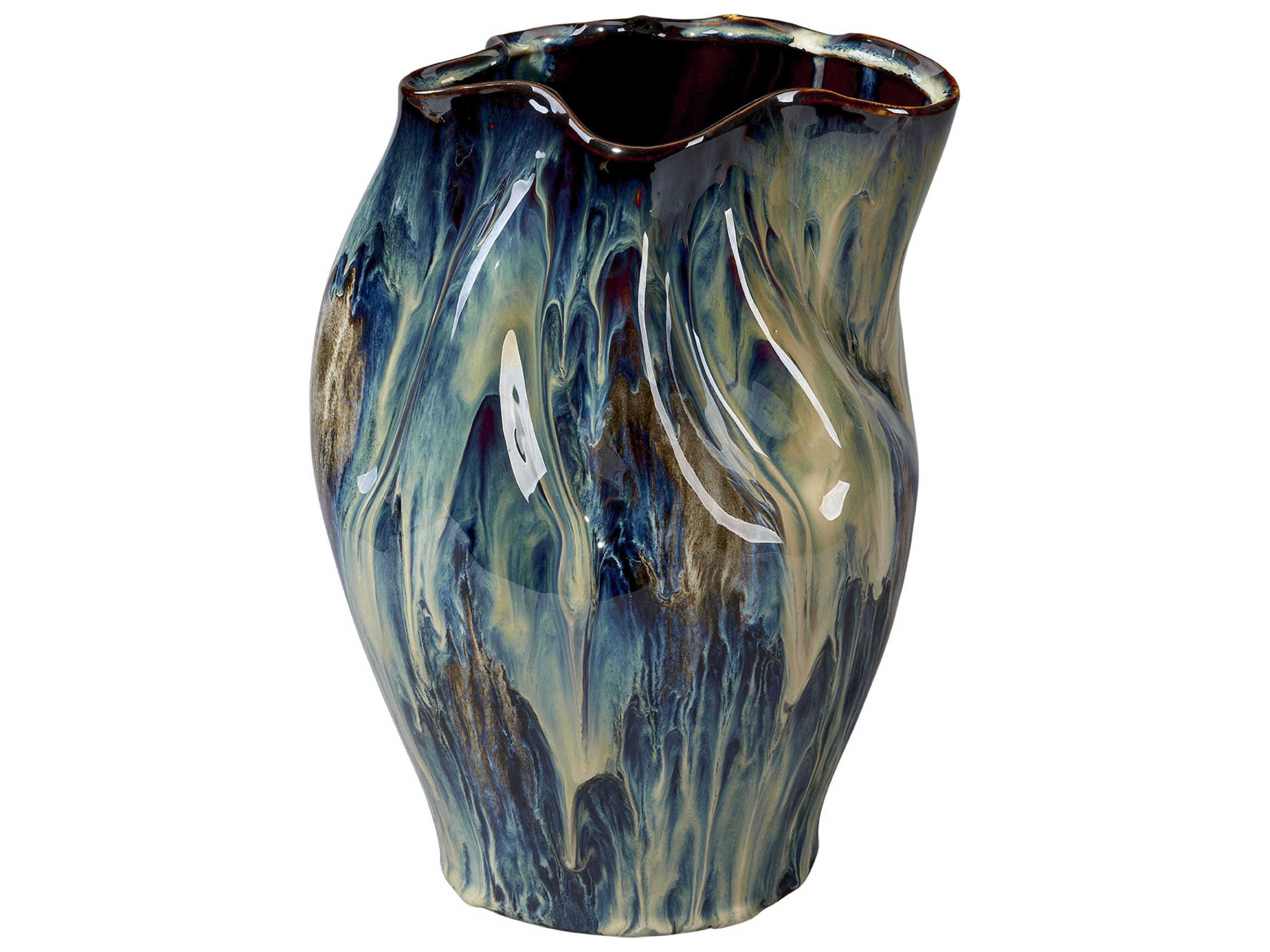 Whirl Reactive Blue Glaze Vase