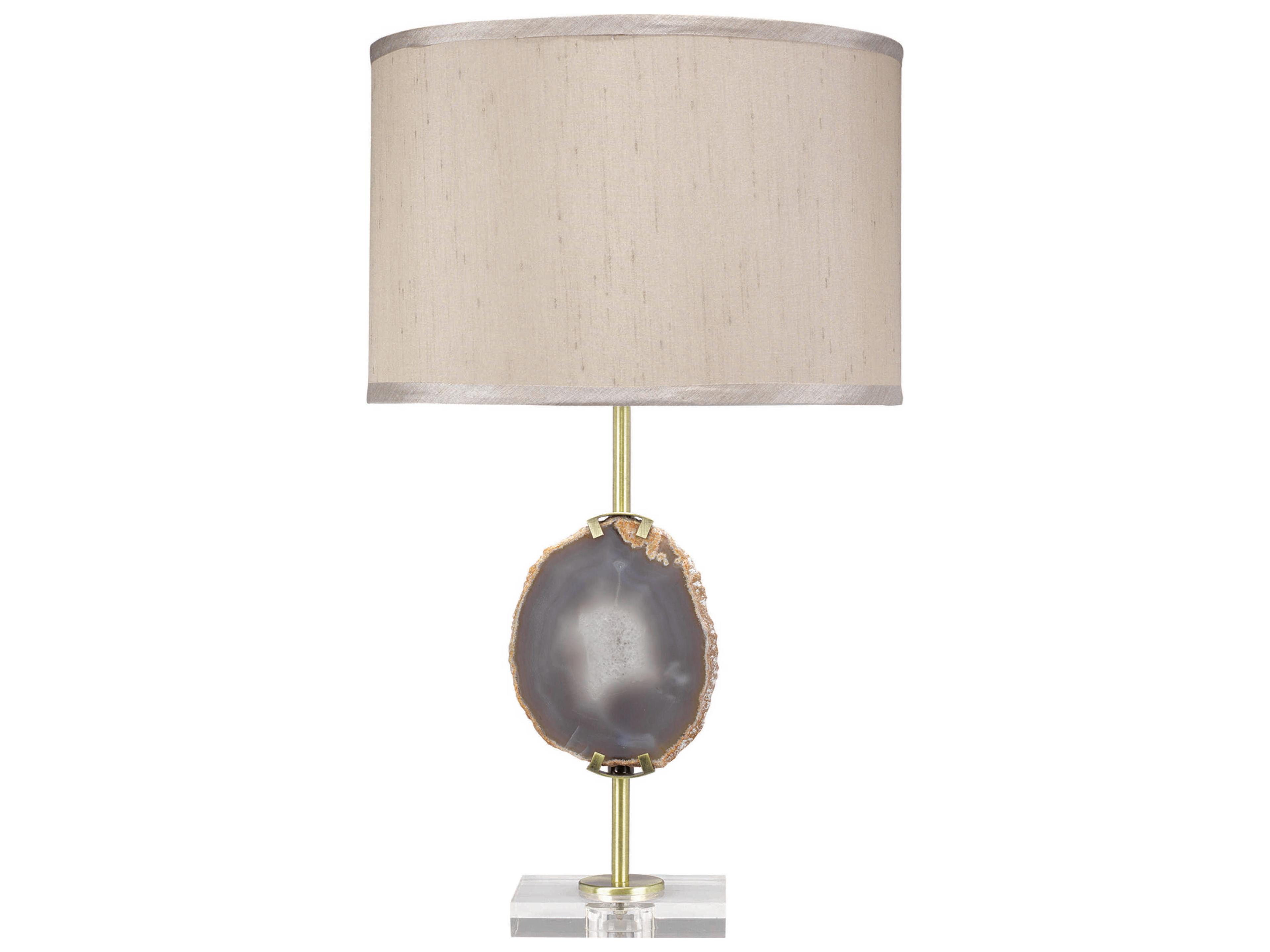 Jamie Young Agate Purple Taupe Linen Drum Crystal Buffet Lamp