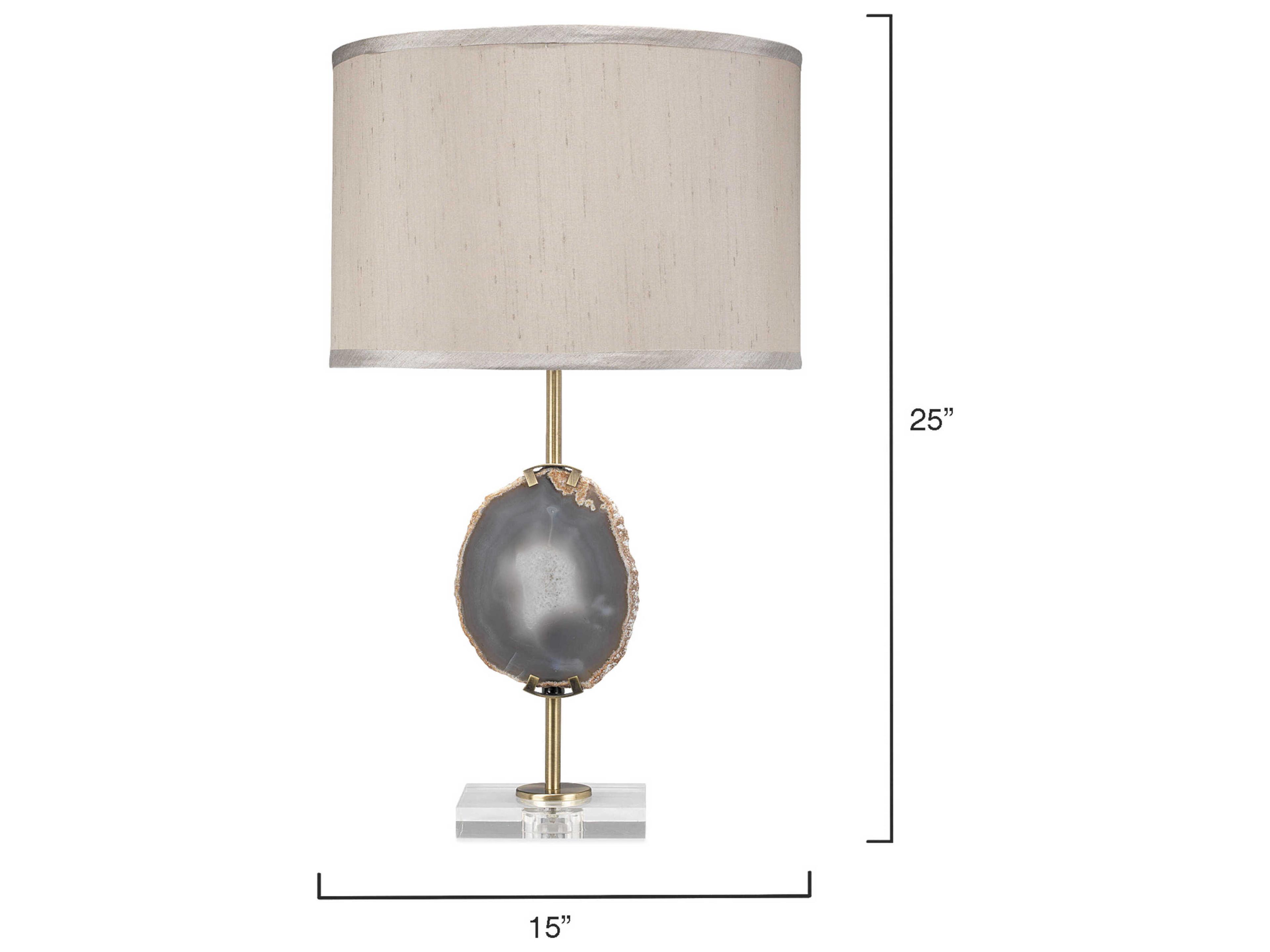 Jamie Young Agate Purple Taupe Linen Drum Crystal Buffet Lamp