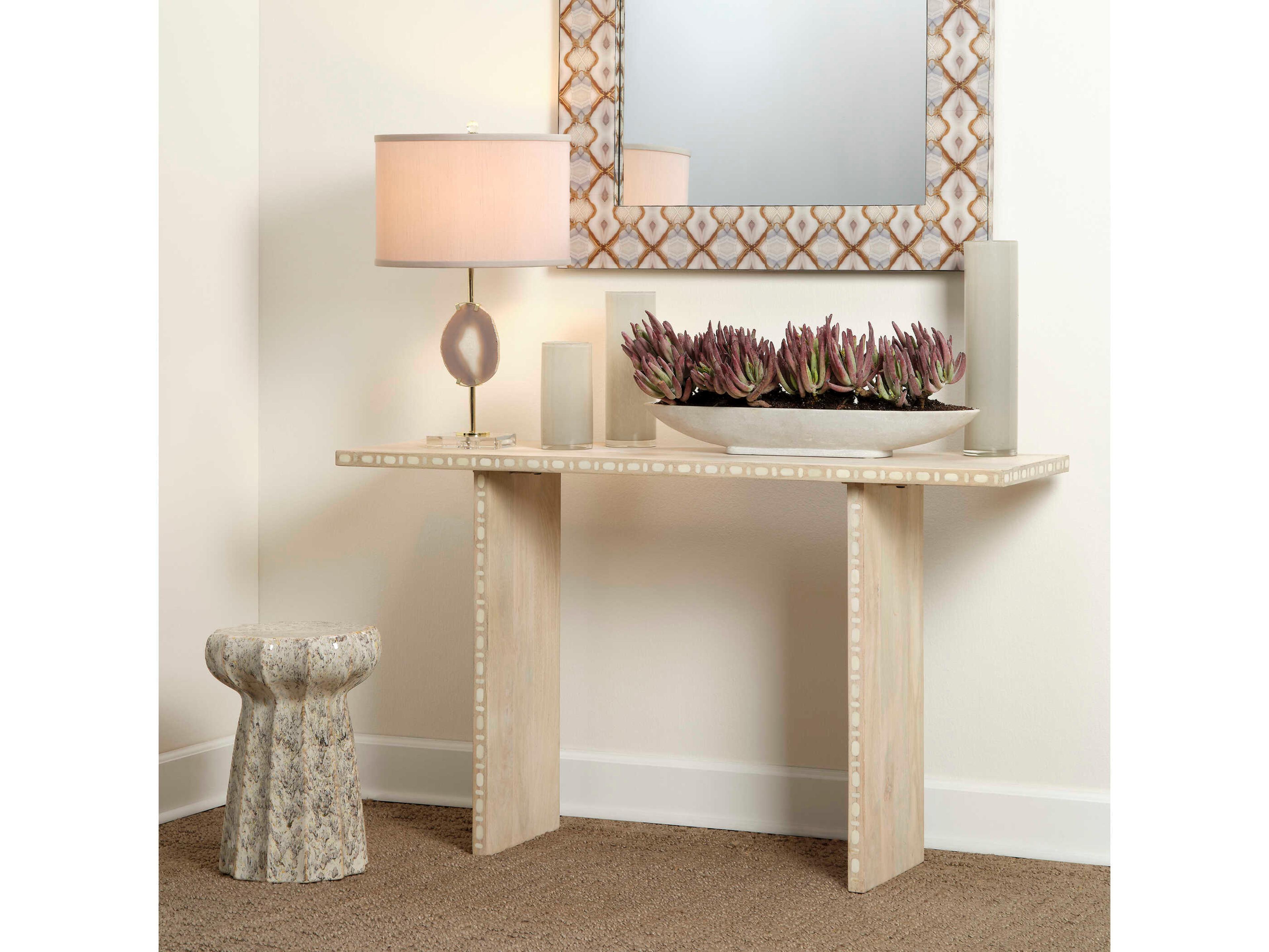 Jamie Young Agate Purple Taupe Linen Drum Crystal Buffet Lamp