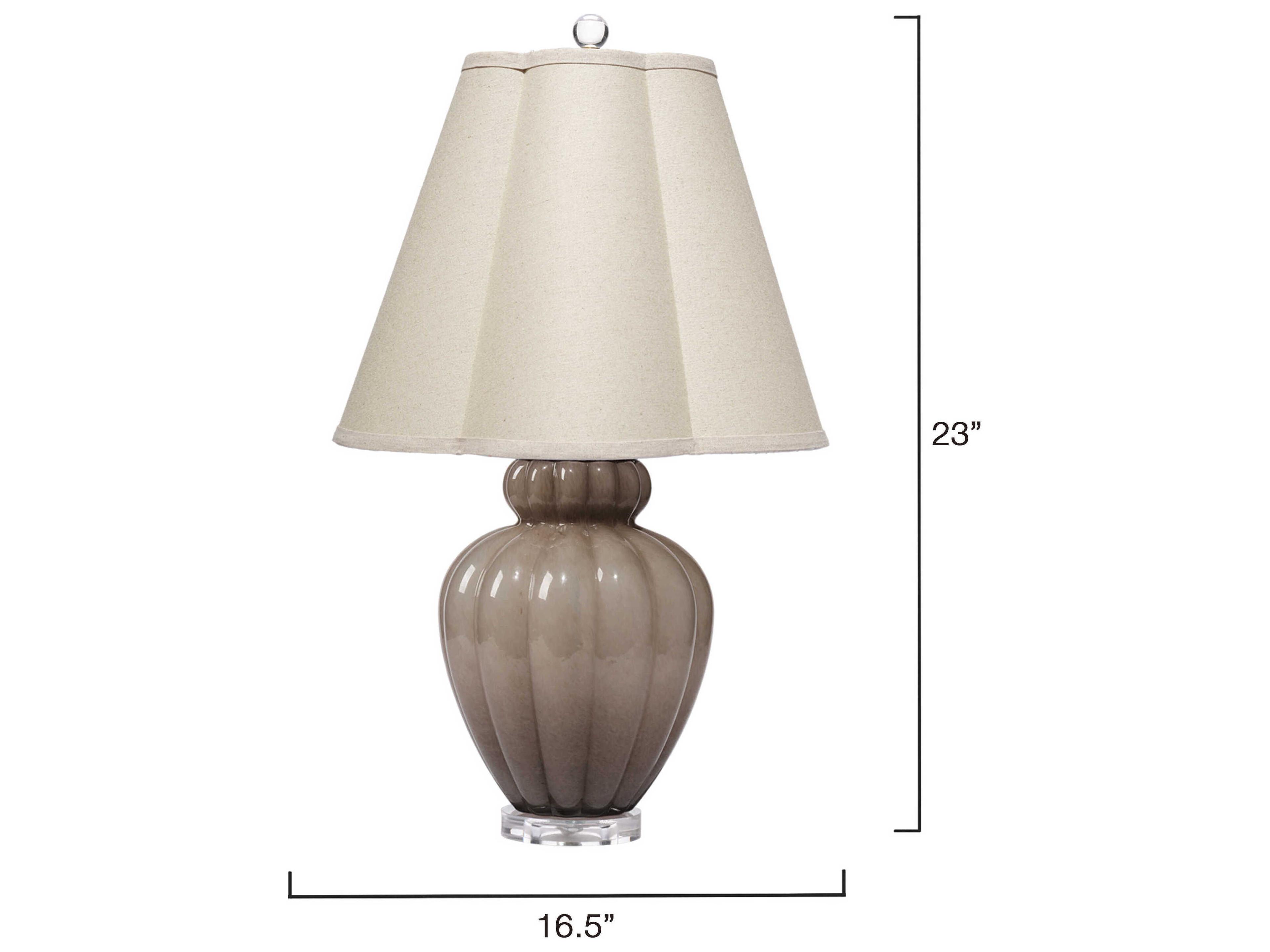Jamie Young Agnes Taupe Natural Linen Scallop With Trim Brown Table Lamp