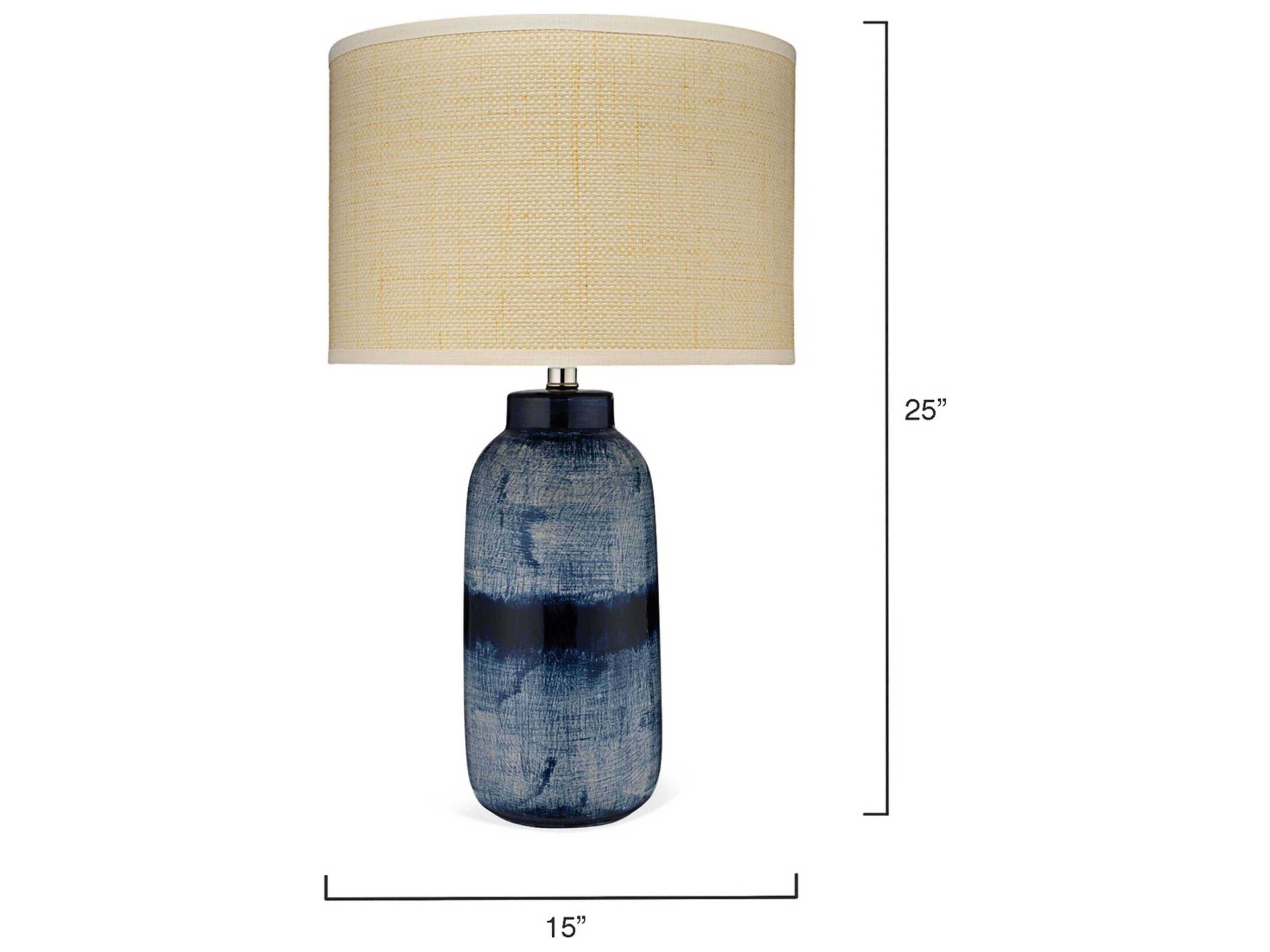 Jamie Young Batik Blue Raffia Drum Buffet Lamp