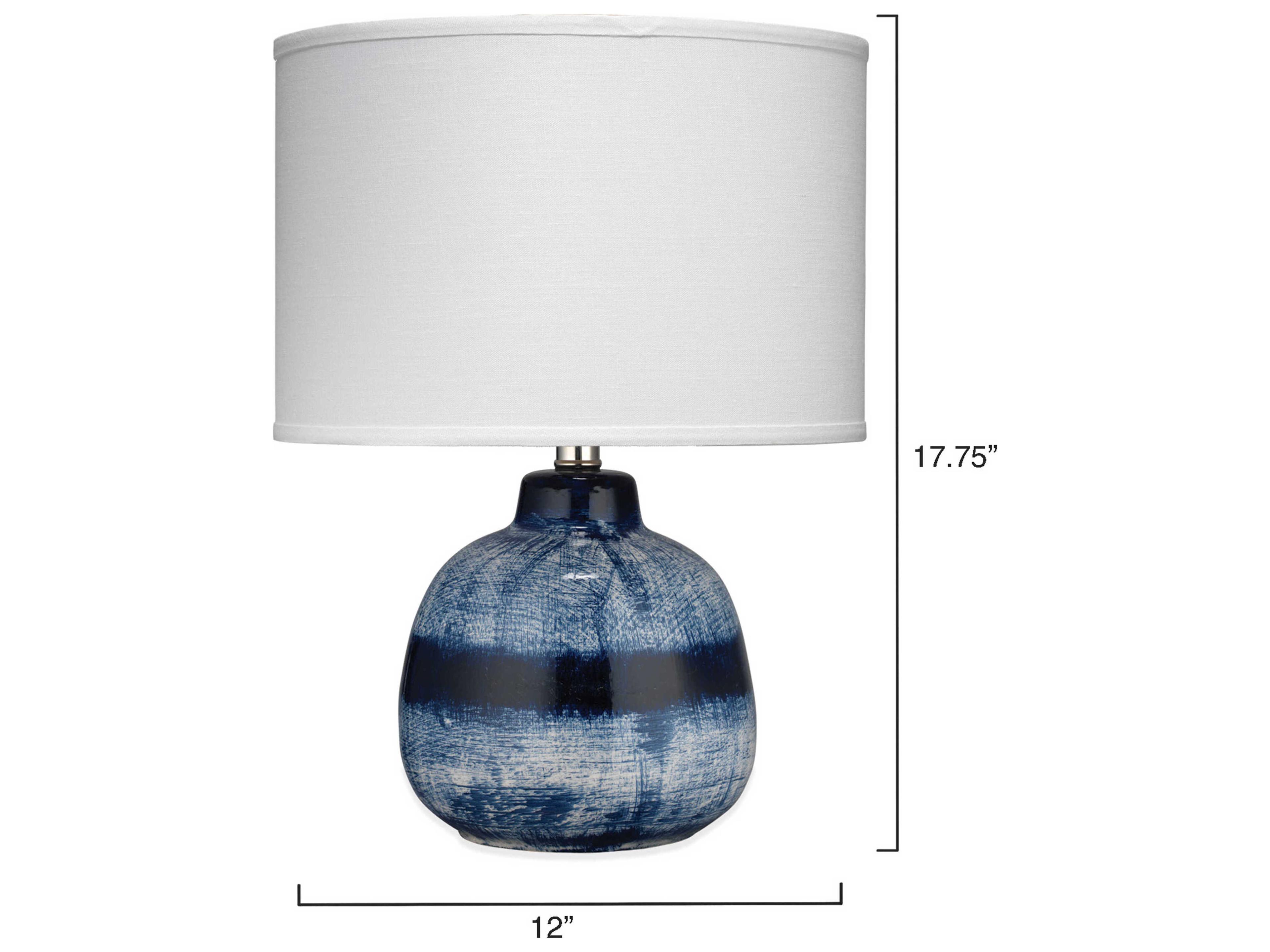 Jamie Young Batik Blue Linen White Drum Purple Table Lamp