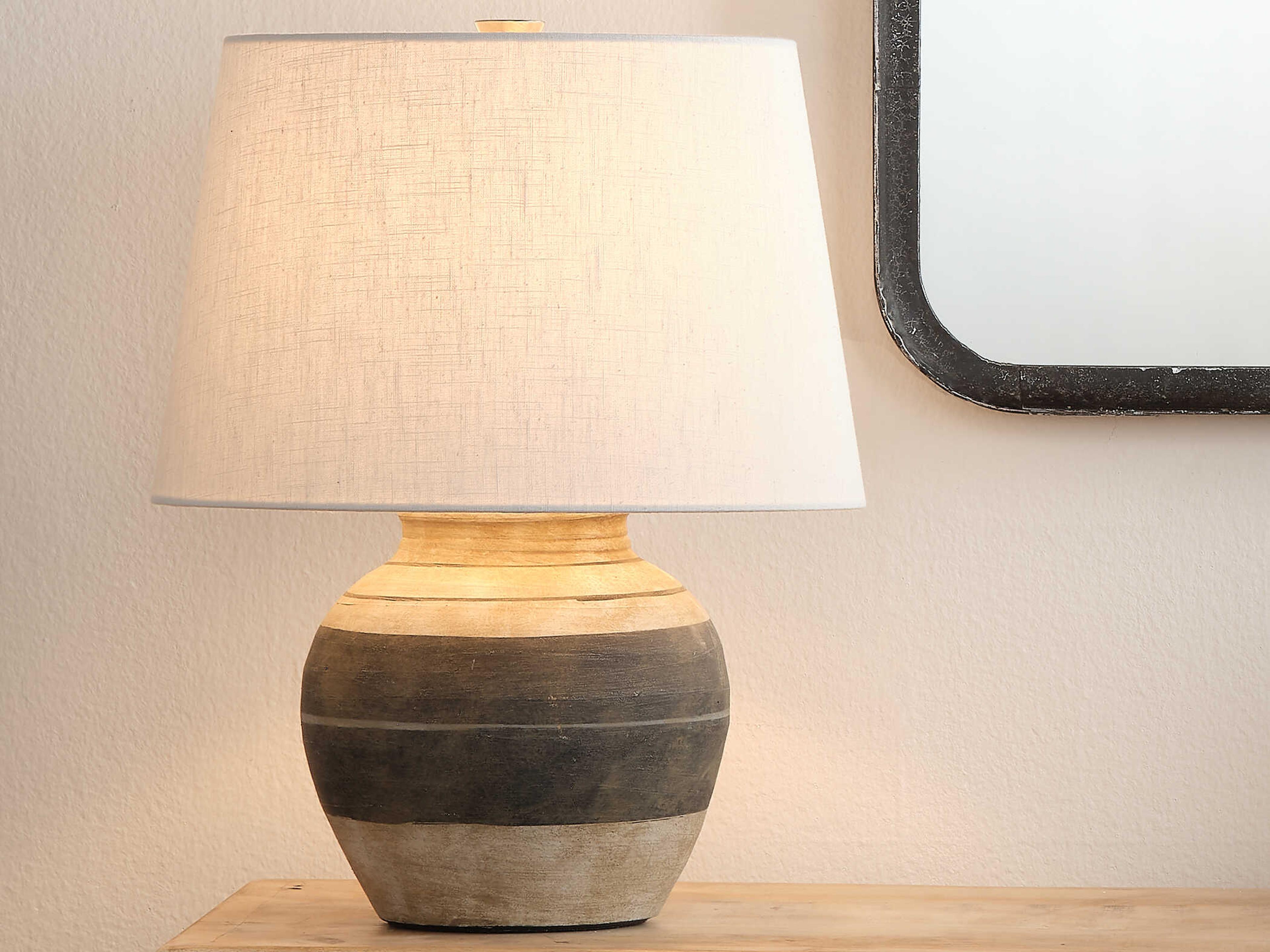 Jamie Young Beige Dark Grey Table Lamp