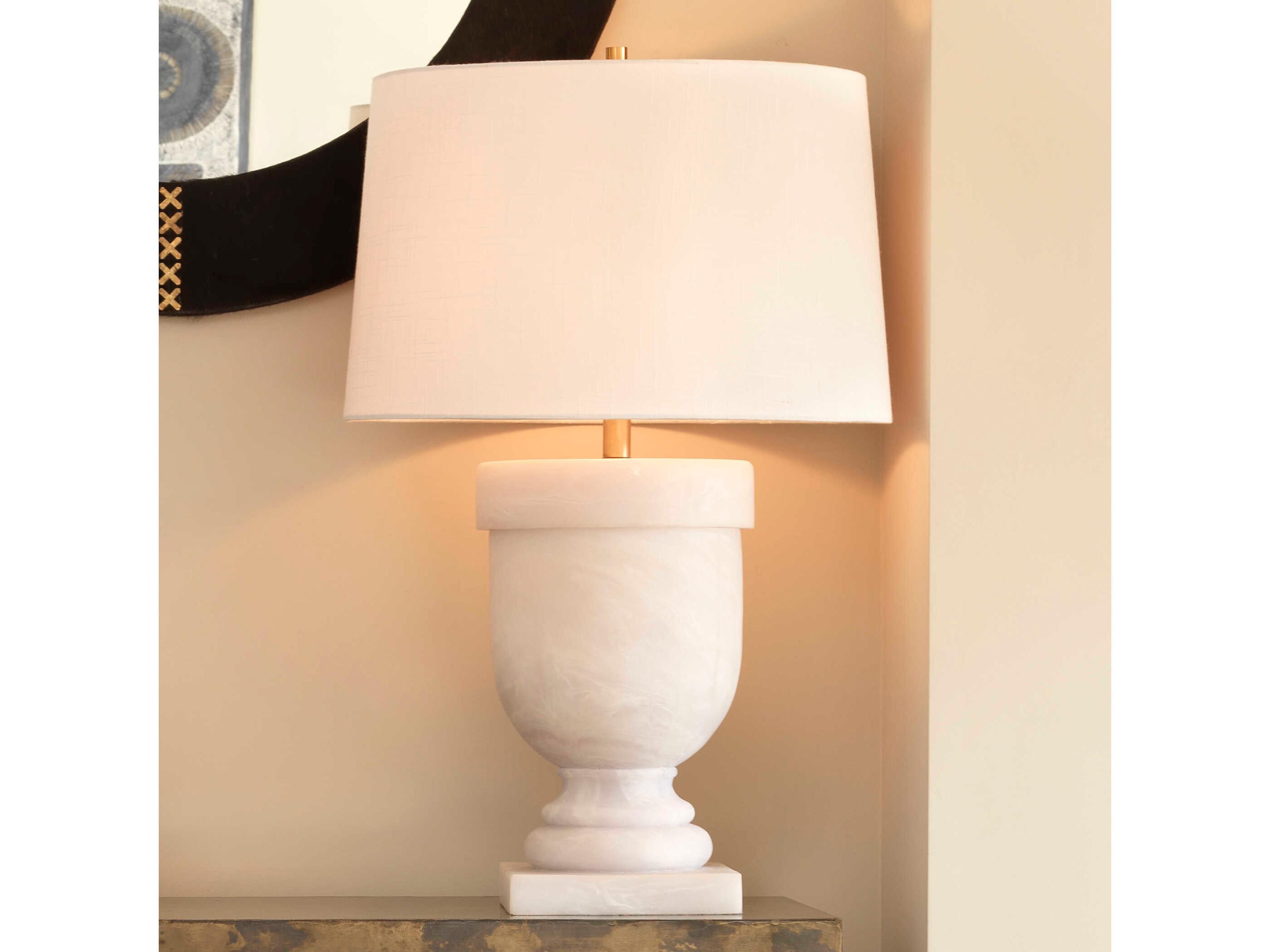 Jamie Young White Faux Alabaster Table Lamp