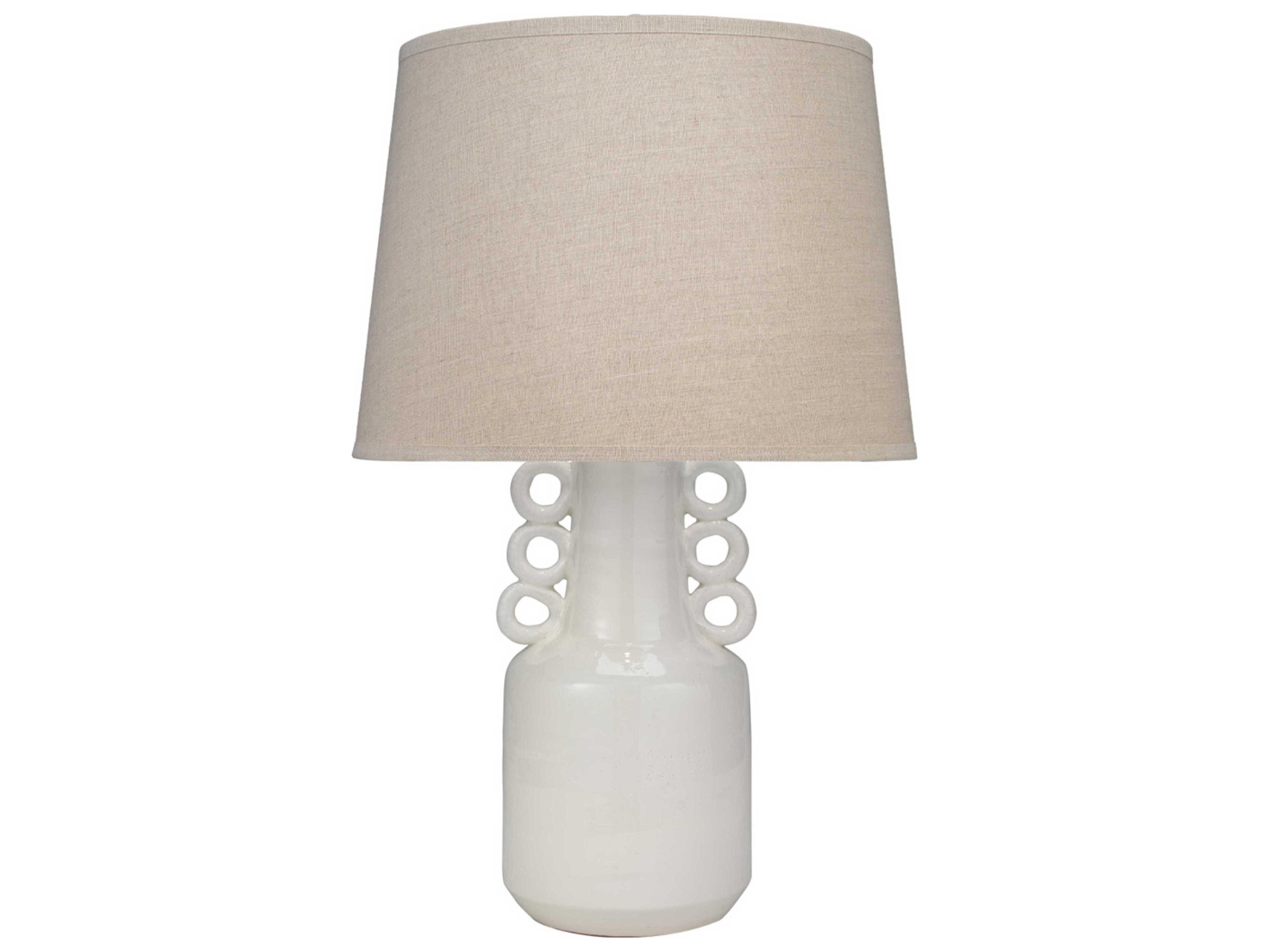 Circus Ceramic Table Lamp with Linen Shade in White