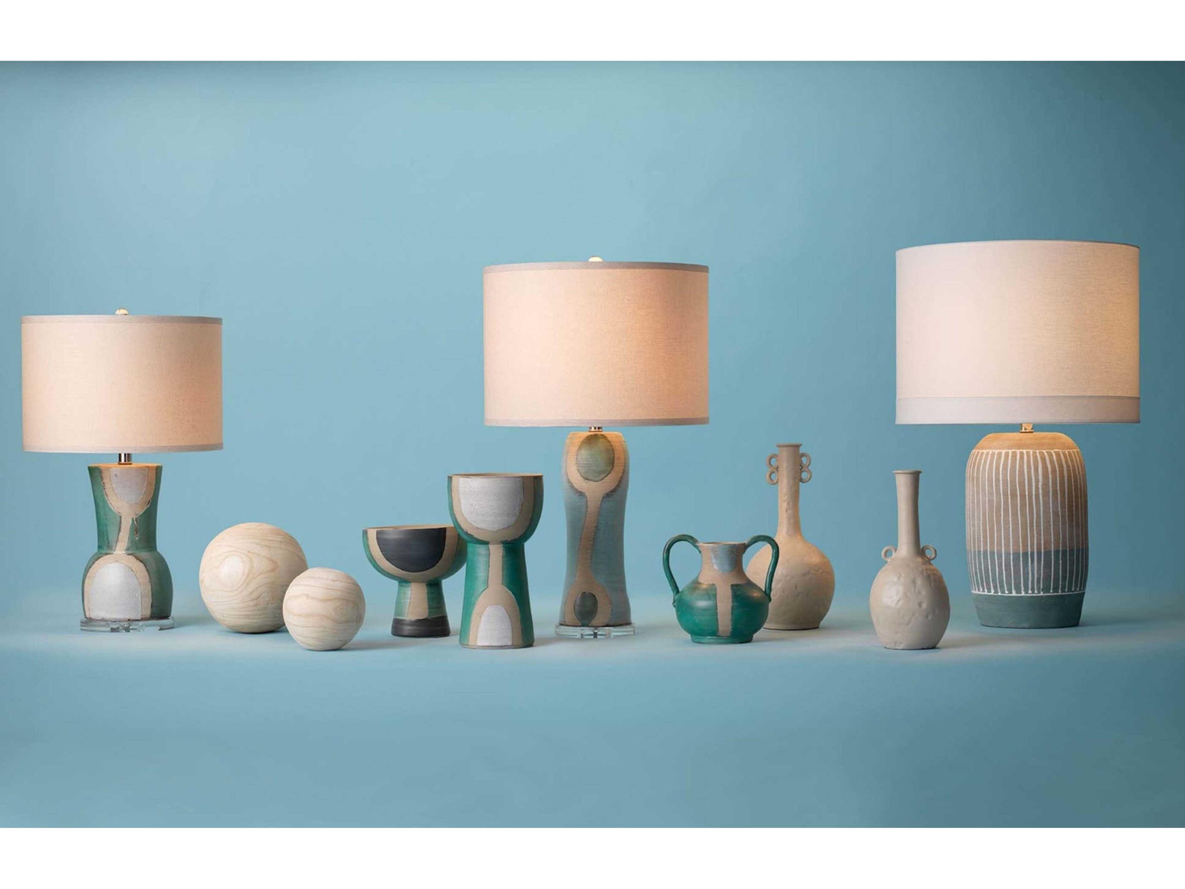 Jamie Young Natural Slate Blue Buffet Lamp