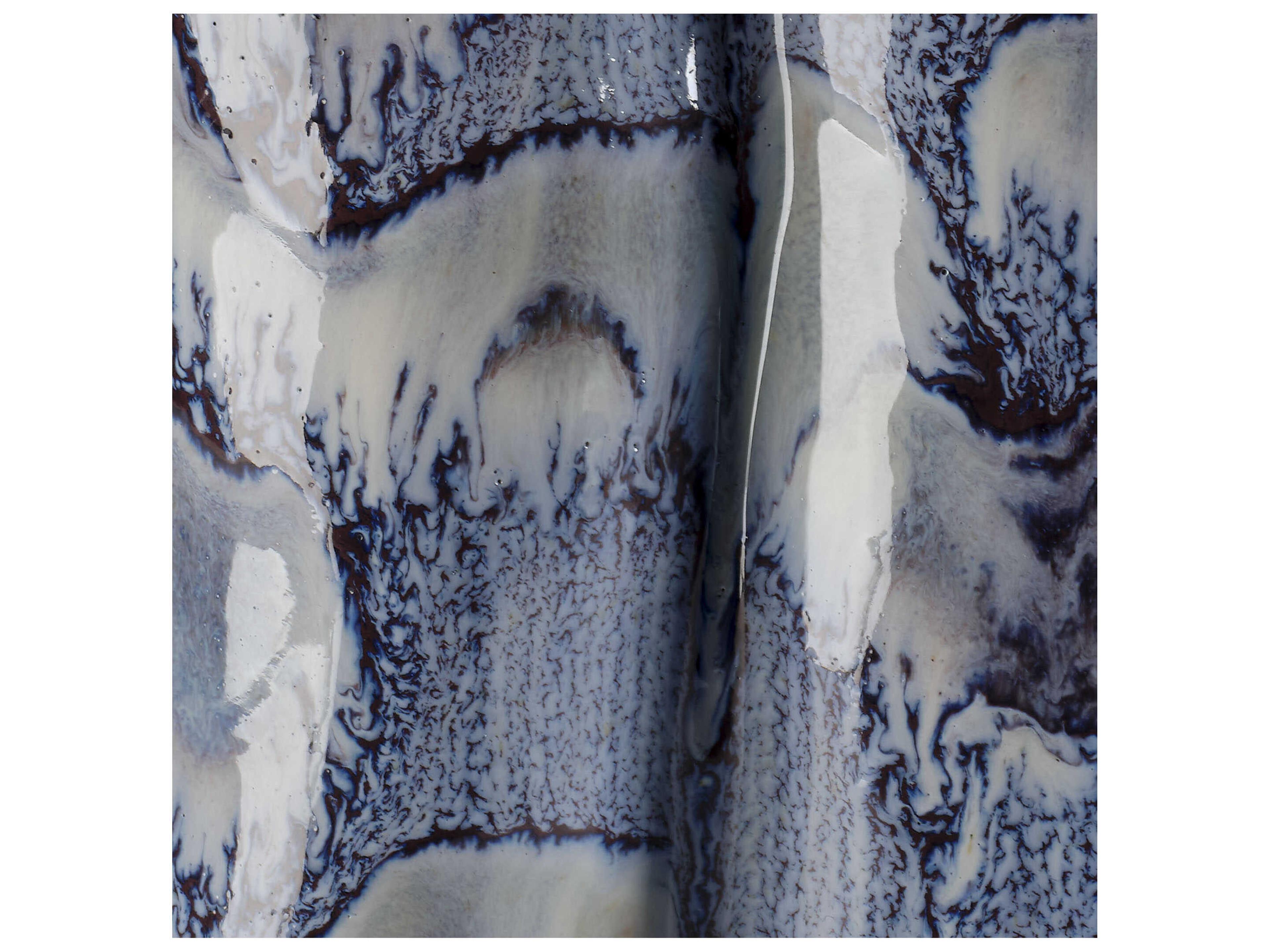 Jamie Young Small Blue Oval White Linen Rolled Edge Table Lamp