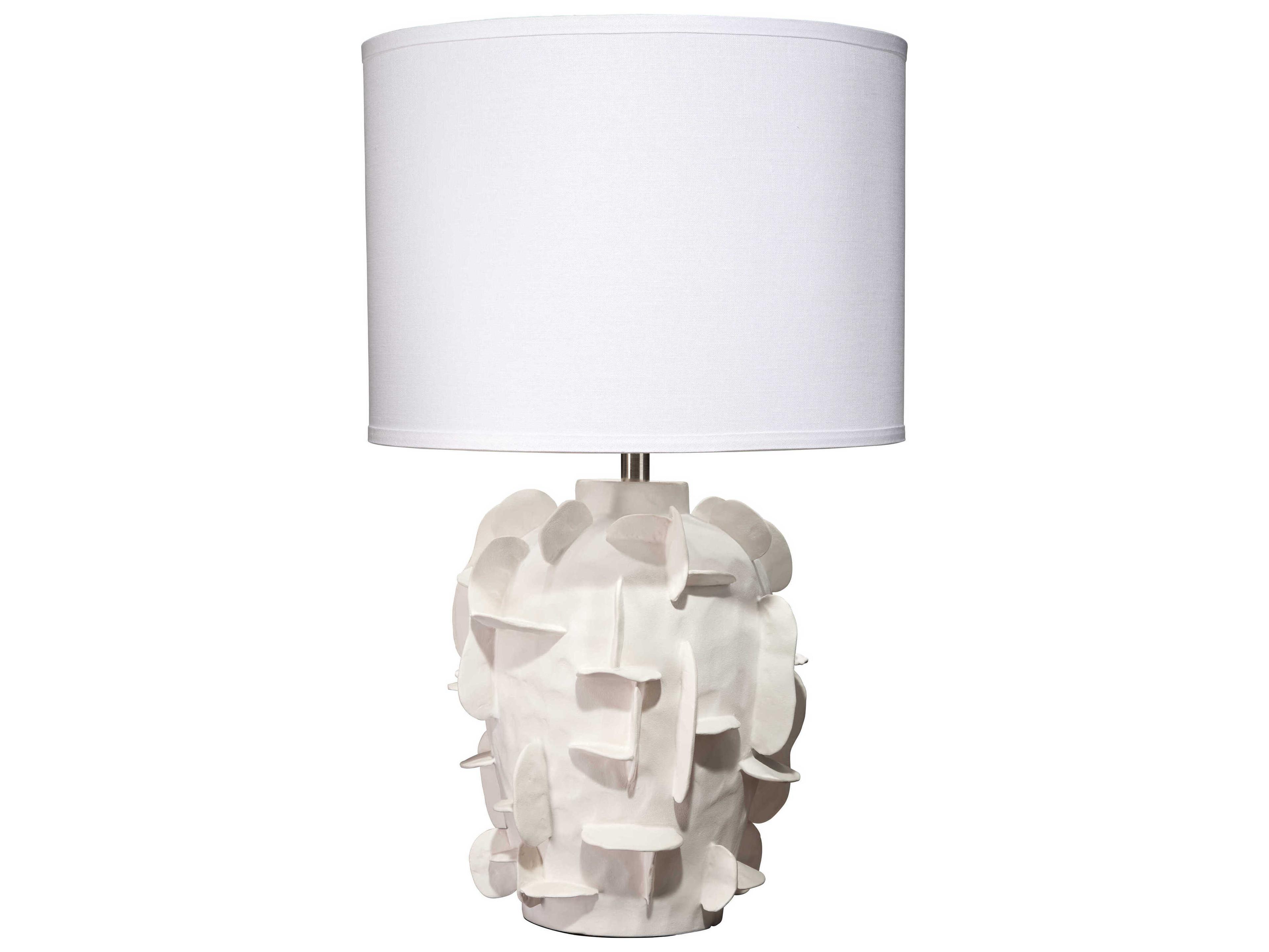 Helios White Linen Drum Buffet Lamp