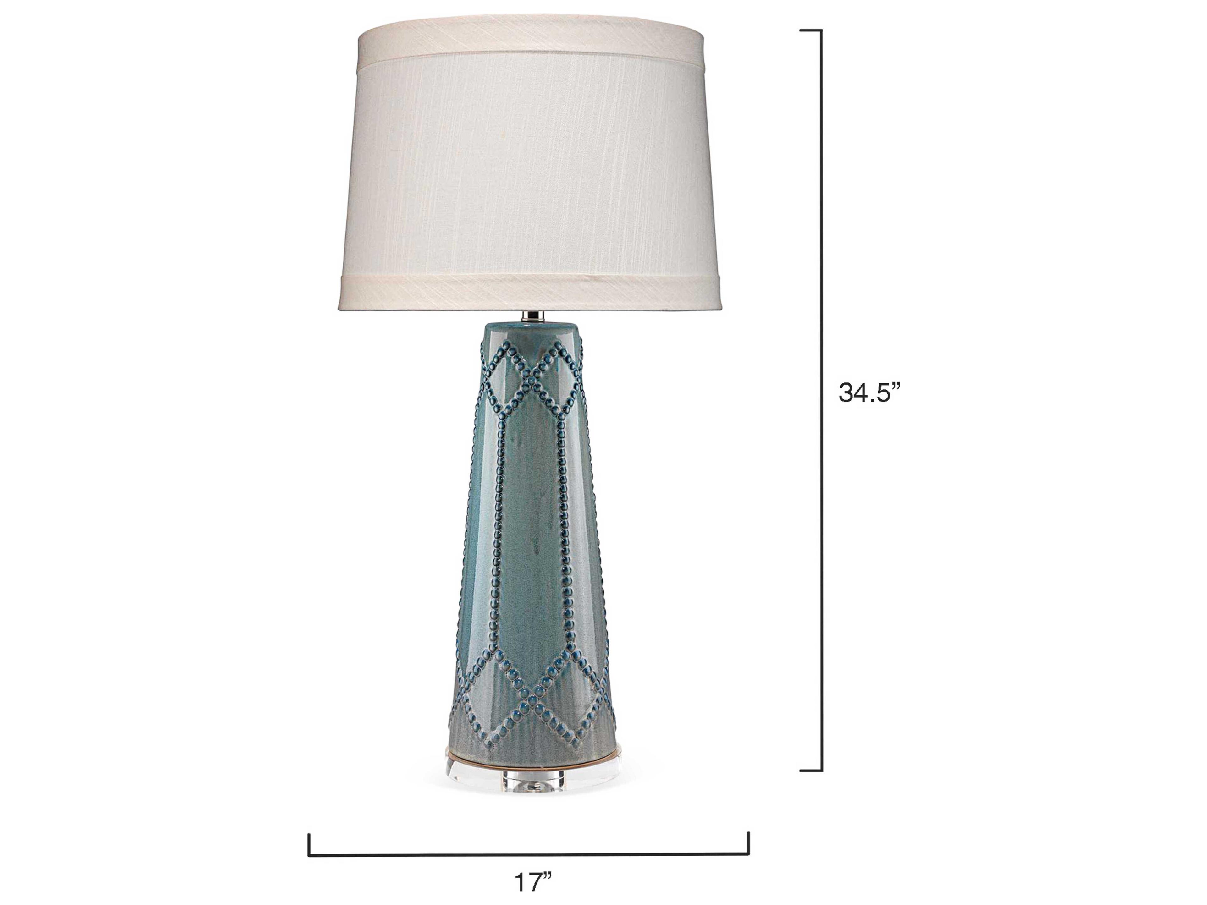 Jamie Young Hobnail Teal Off White Linen Tapered Green Buffet Lamp