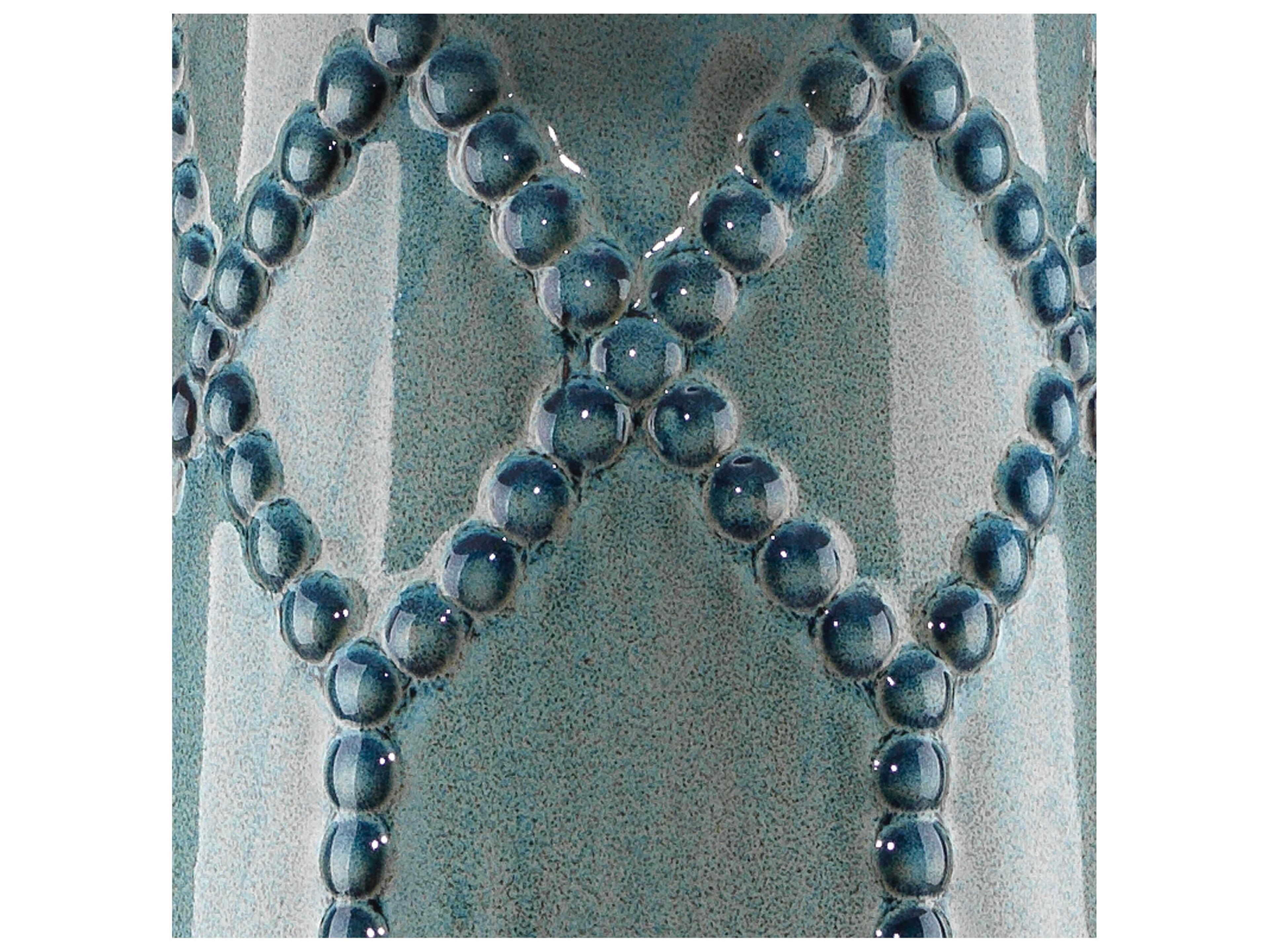 Jamie Young Hobnail Teal Off White Linen Tapered Green Buffet Lamp