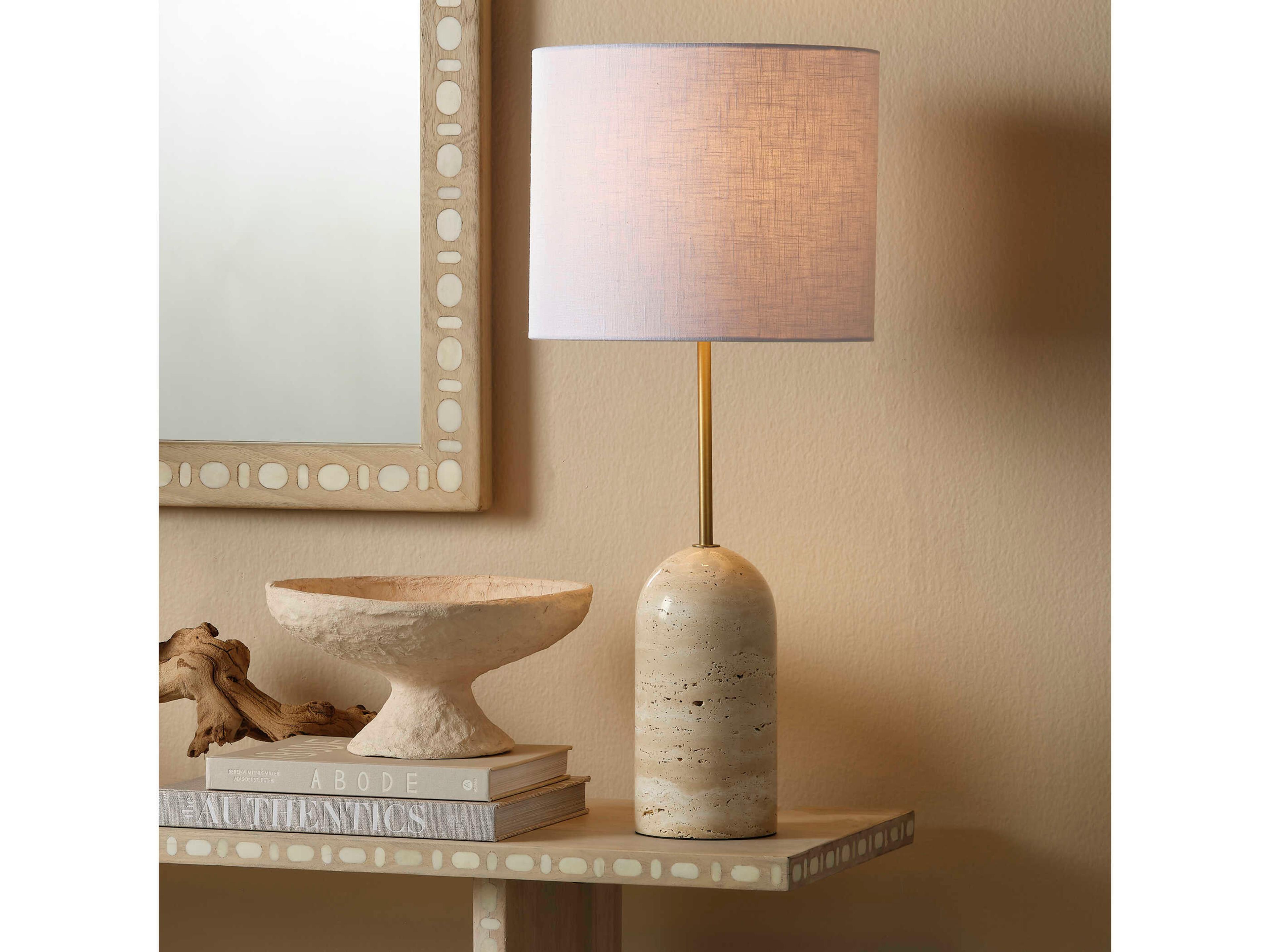 Jamie Young Holt Brown White Linen Buffet Lamp
