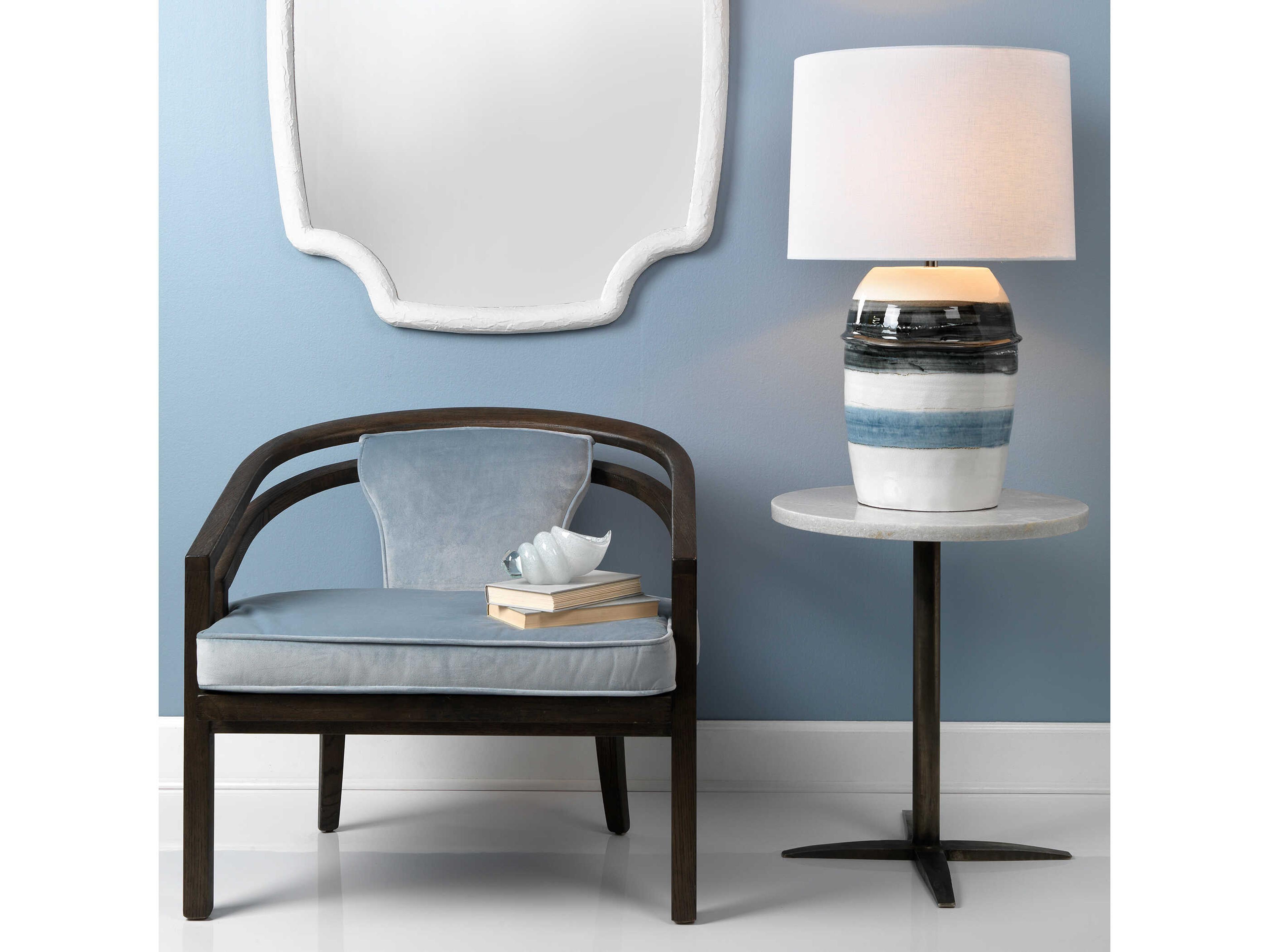 Jamie Young Horizon Grey Black White Ceramic Buffet Lamp