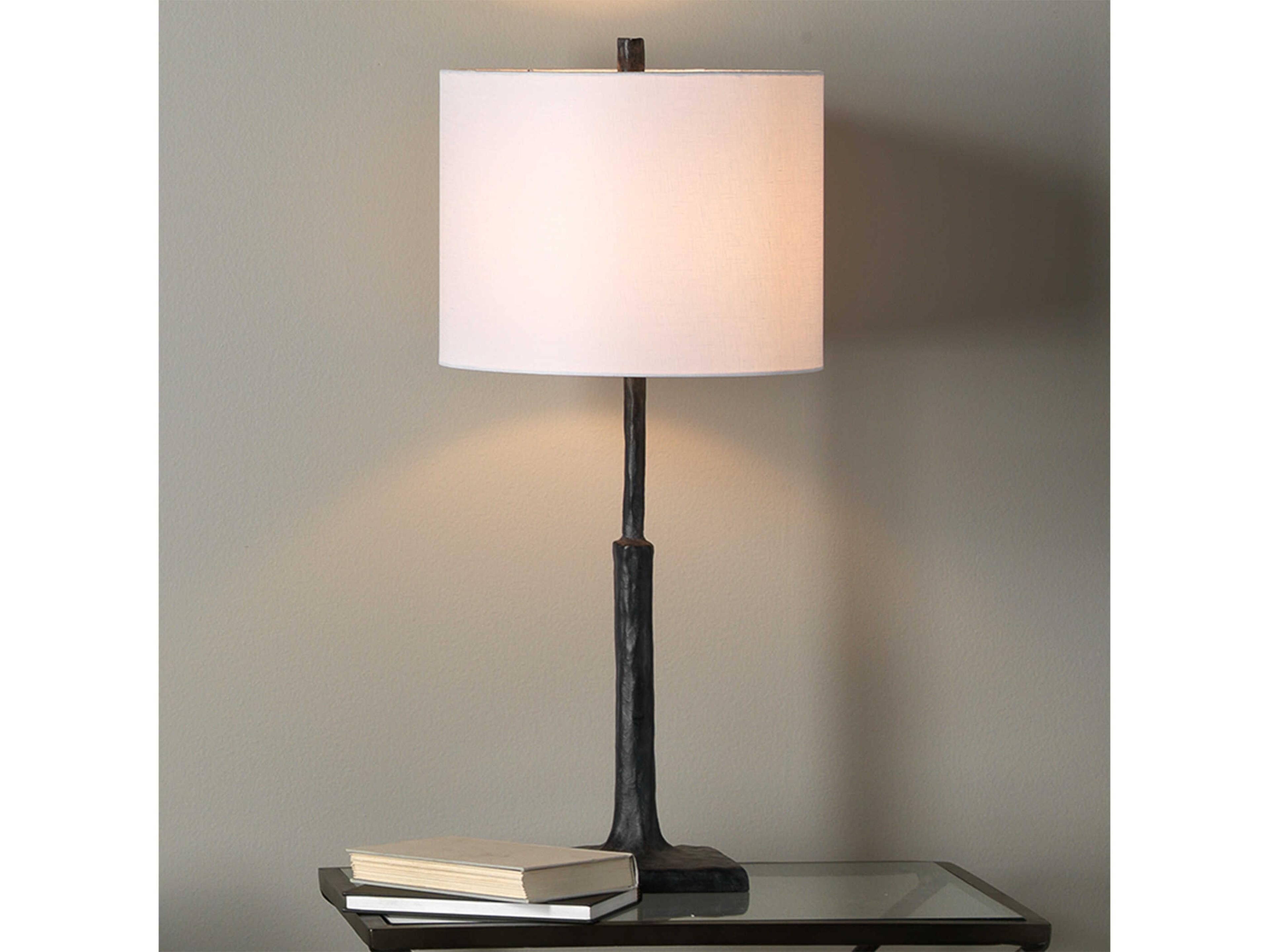Jamie Young Humble Black Linen White Drum Buffet Lamp