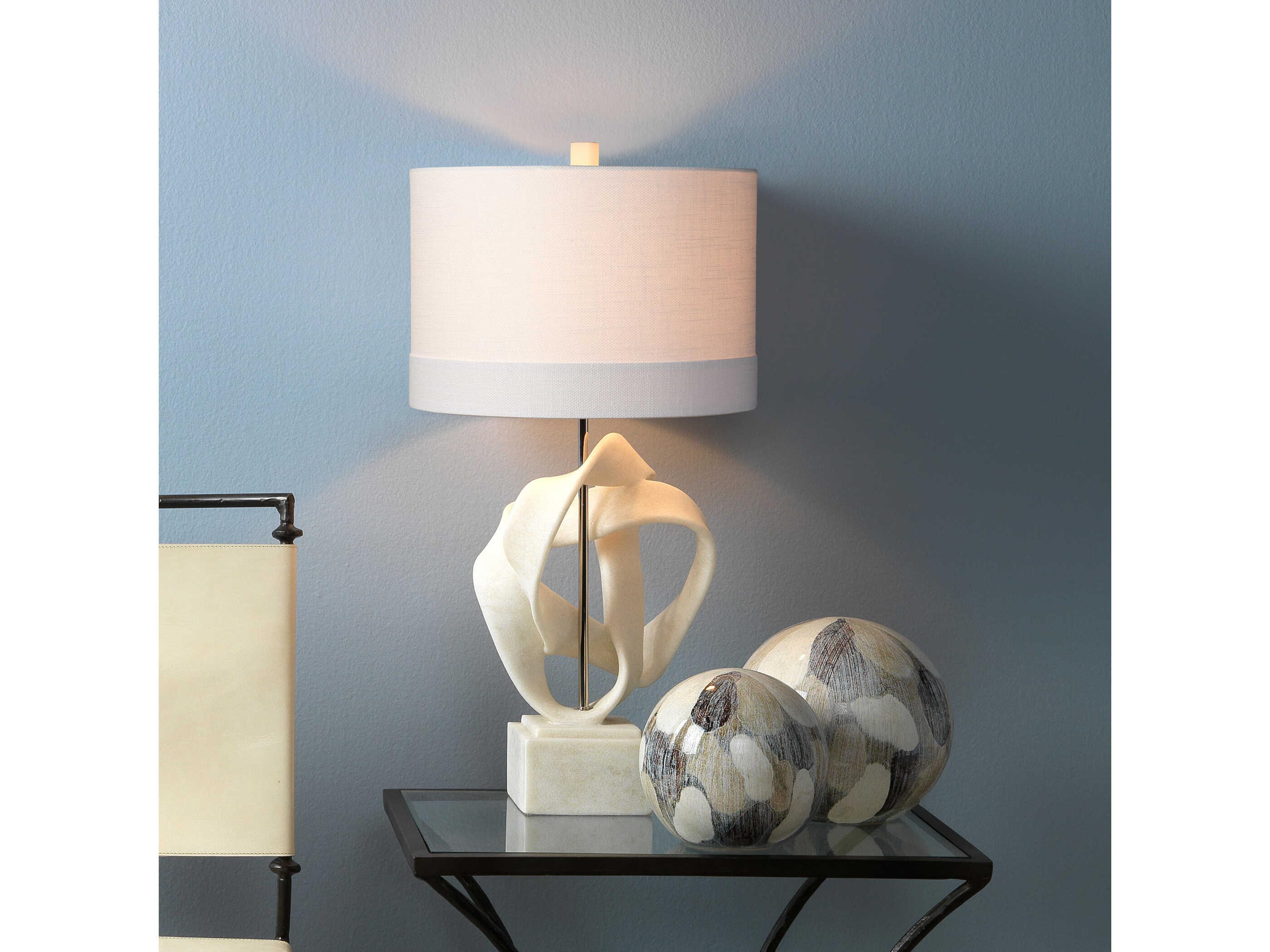 Jamie Young Intertwined White Polyresin Glass Buffet Lamp