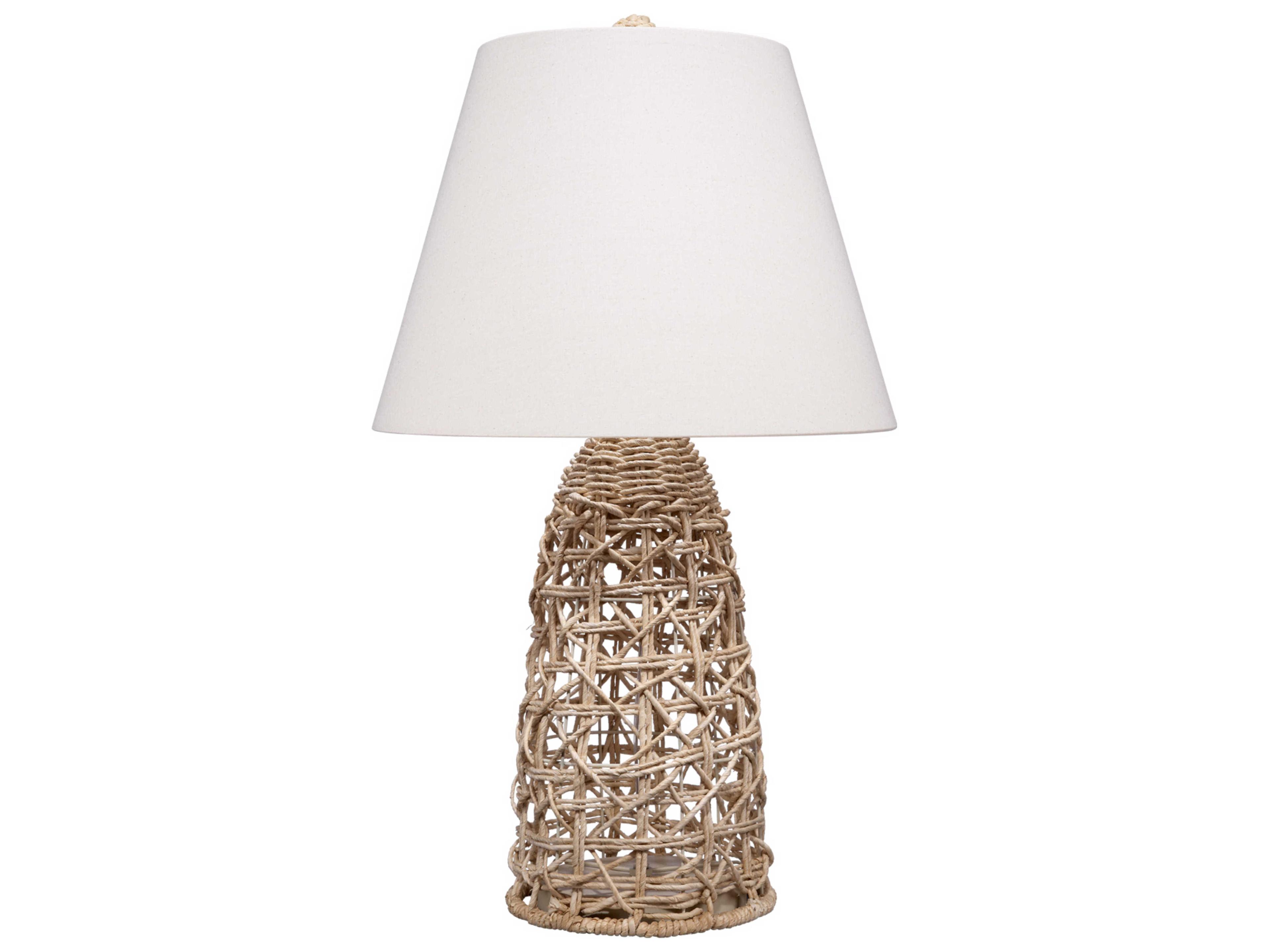 Jamie Young Kauai Natural White Linen Tapered Brown Buffet Lamp