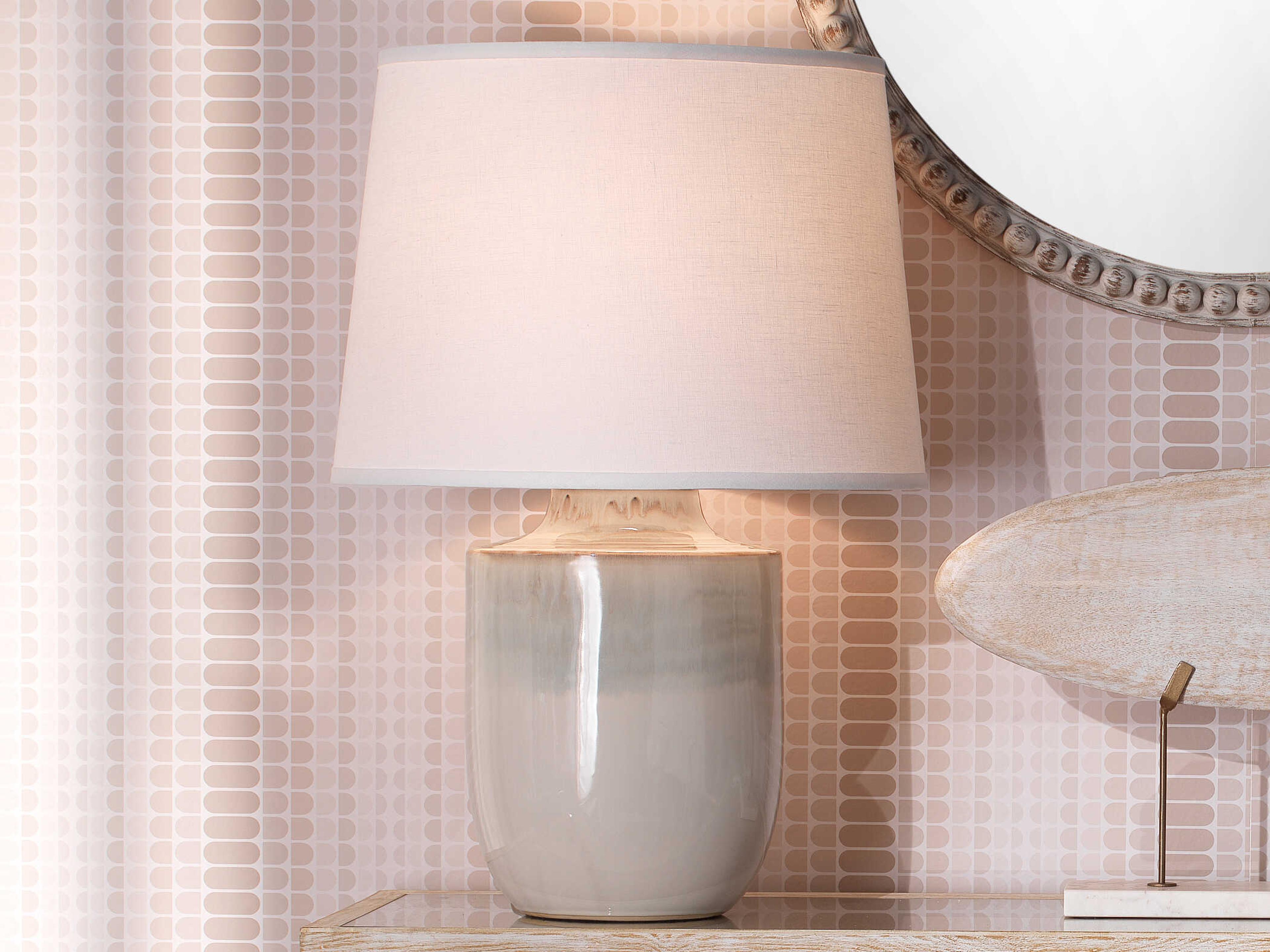 Jamie Young Lagoon Cream Dripped Ceramic Off White Buffet Lamp