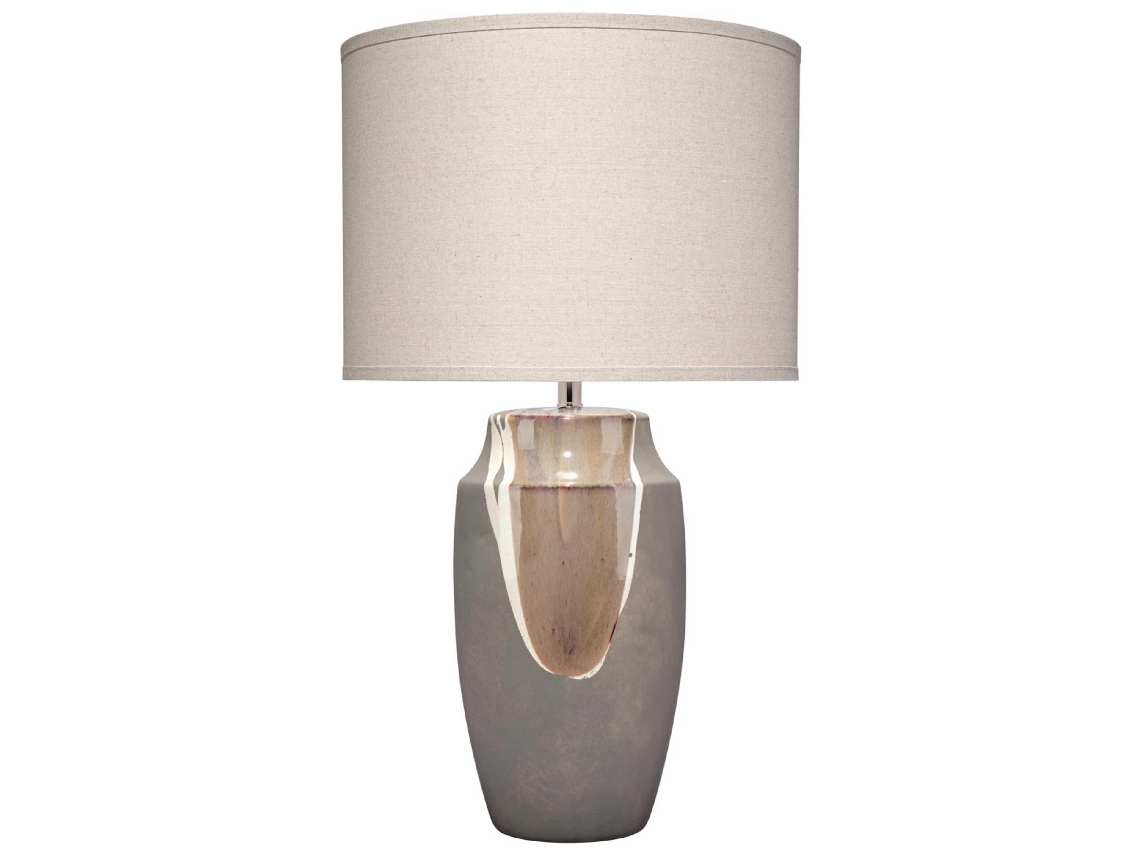 Jamie Young Matte Grey With Beige White Drip Brown Buffet Lamp
